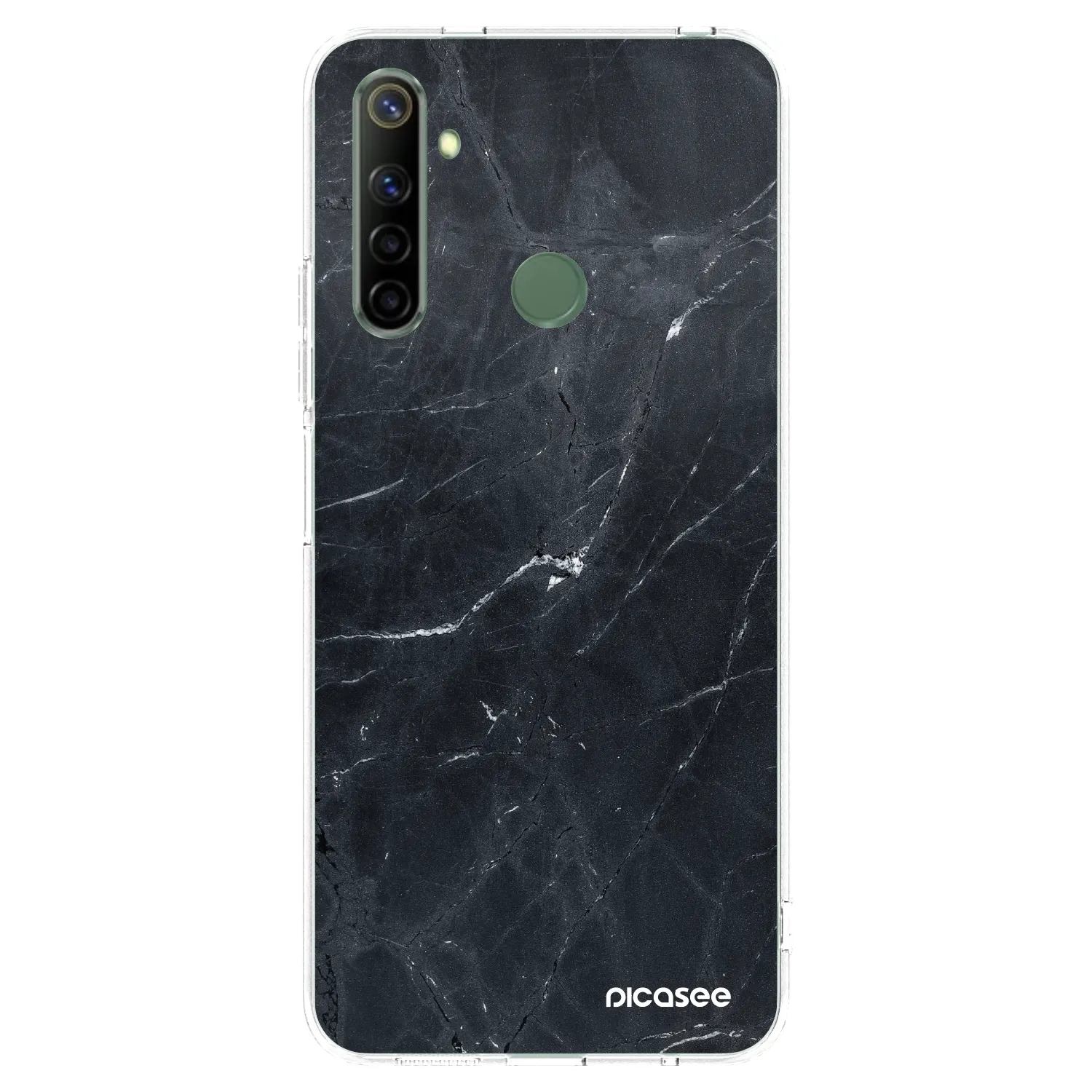 Picasee silikonowe przeźroczyste etui na Realme 6i - Black marble