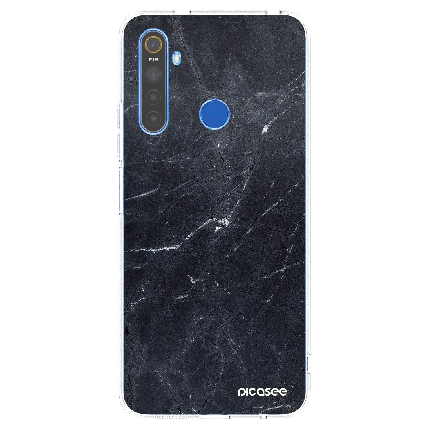Picasee silikonowe przeźroczyste etui na Realme 5 - Black marble