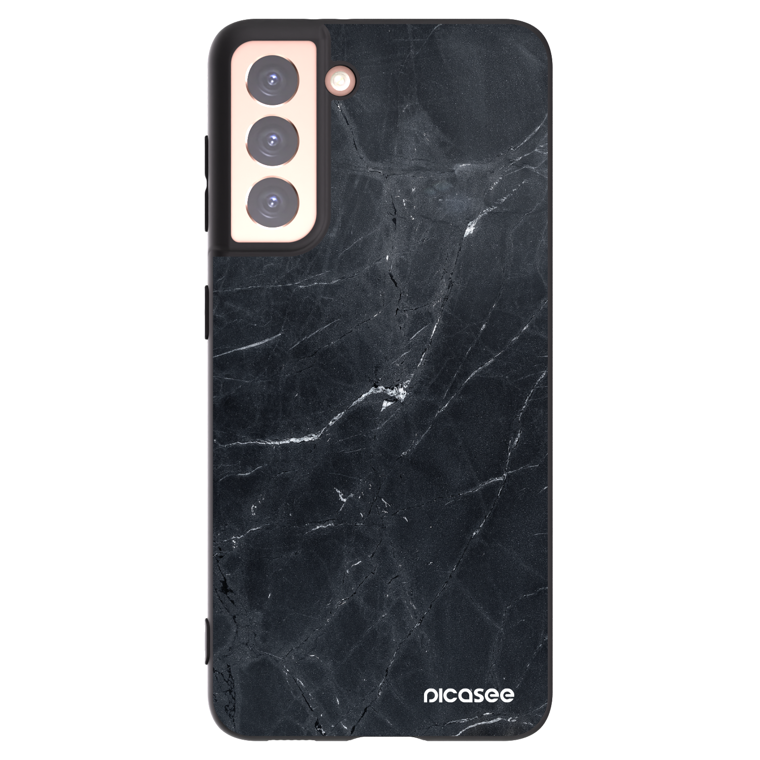 Picasee silikonowe czarne etui na Samsung Galaxy S21 5G G991B - Black marble