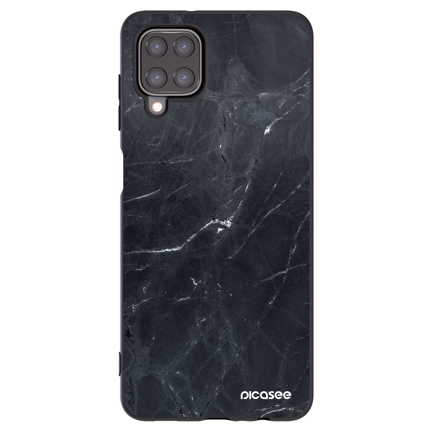 Picasee silikonowe czarne etui na Samsung Galaxy A12 A125F - Black marble