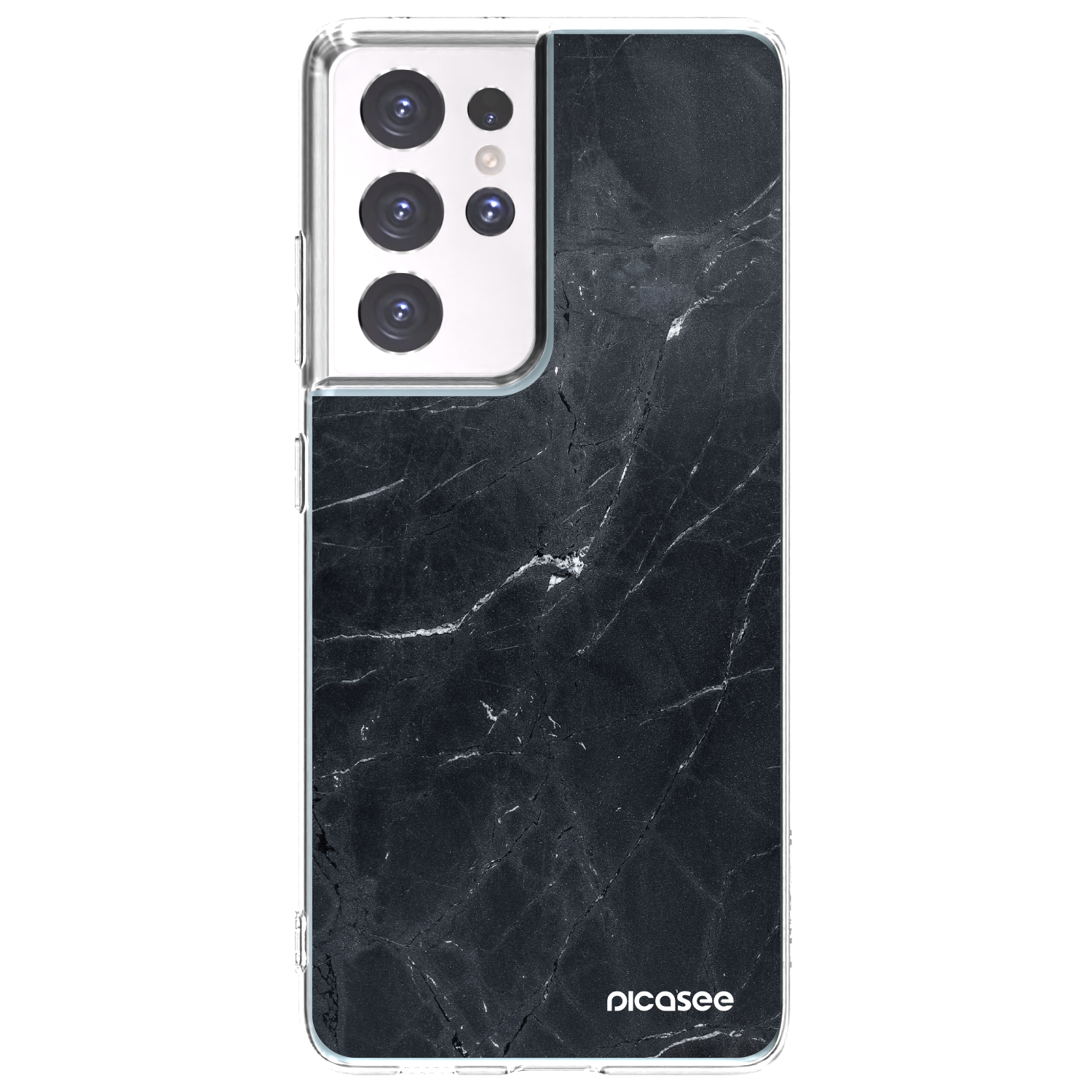 Picasee silikonowe przeźroczyste etui na Samsung Galaxy S21 Ultra 5G G998B - Black marble
