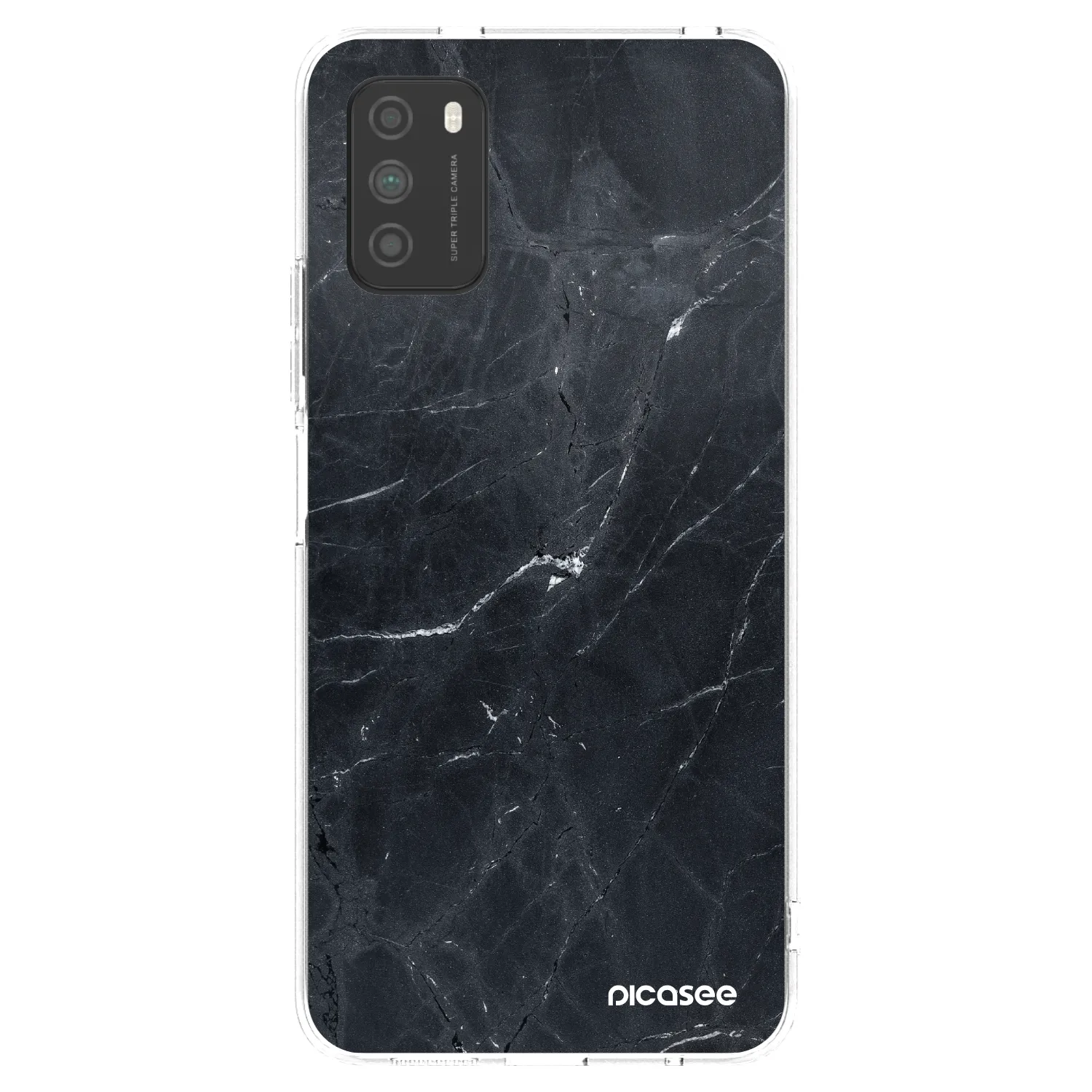 Picasee silikonowe przeźroczyste etui na Xiaomi Poco M3 - Black marble