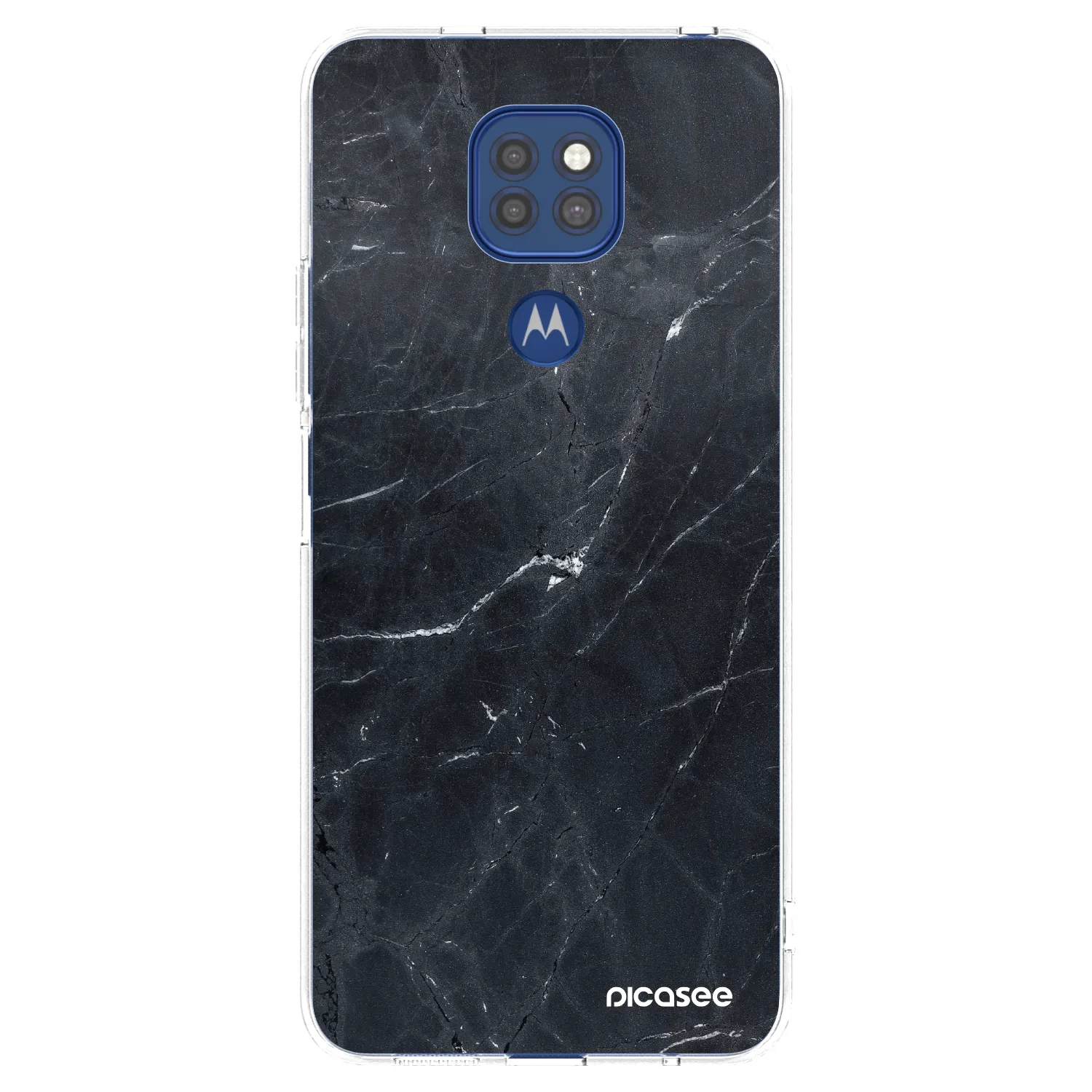 Picasee silikonowe przeźroczyste etui na Motorola Moto G9 Play - Black marble