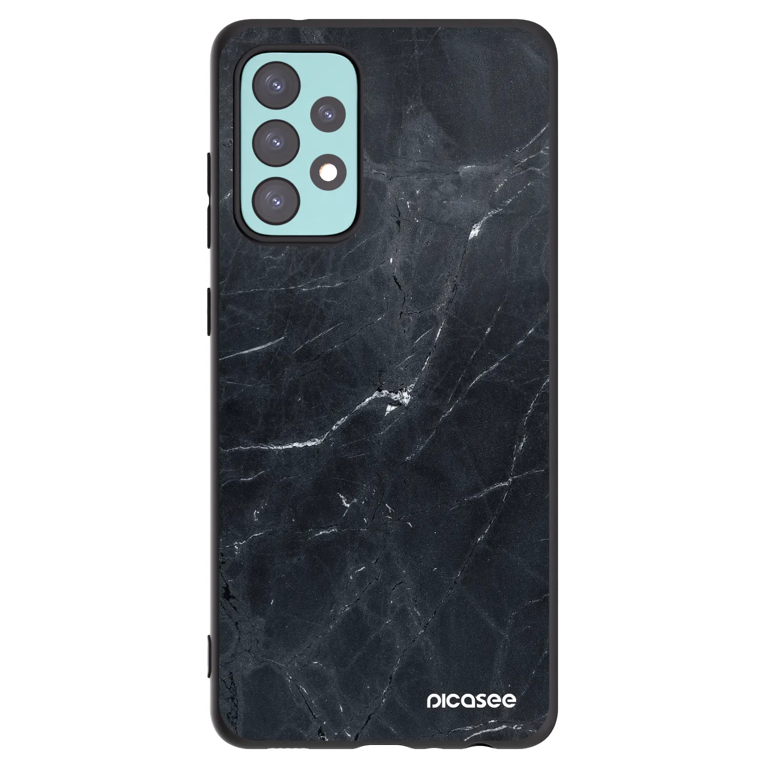 Picasee silikonowe czarne etui na Samsung Galaxy A72 A725F - Black marble