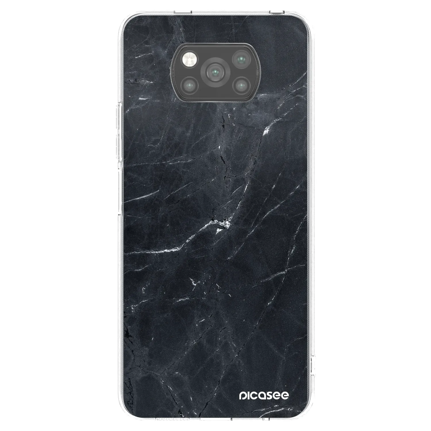 Picasee silikonowe czarne etui na Xiaomi Poco X3 Pro - Black marble