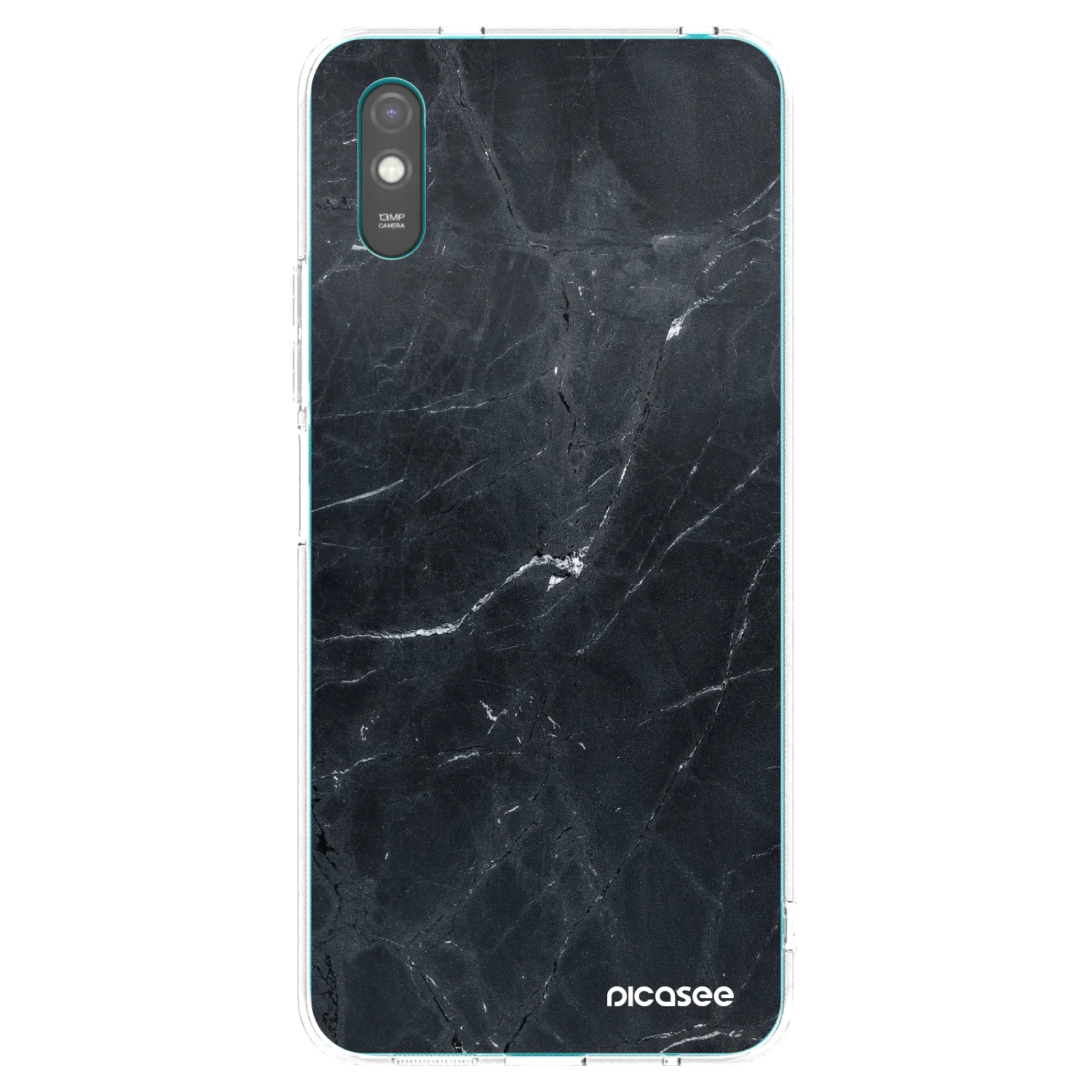 Picasee silikonowe przeźroczyste etui na Xiaomi Redmi 9AT - Black marble