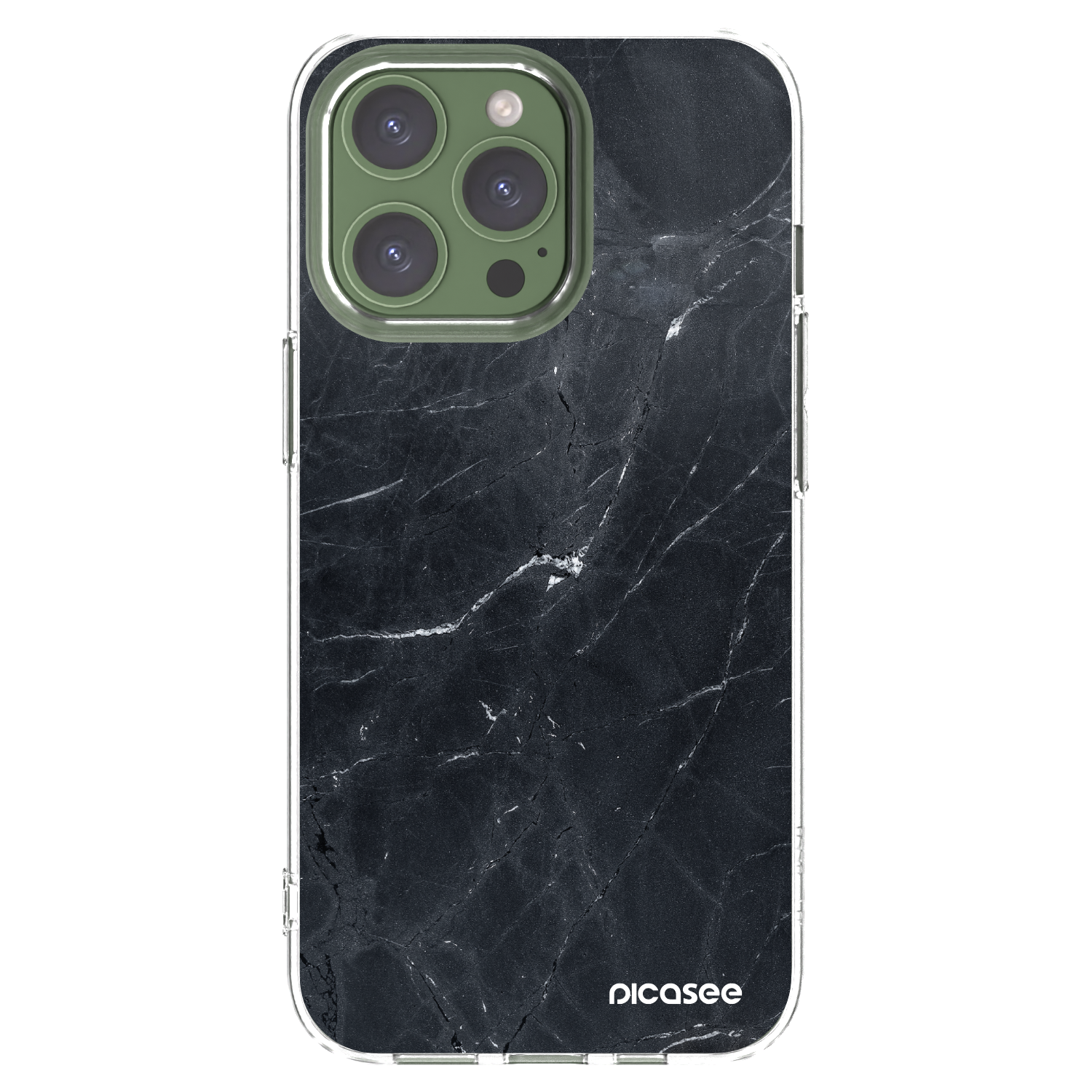 Picasee silikonowe przeźroczyste etui na Apple iPhone 13 Pro - Black marble