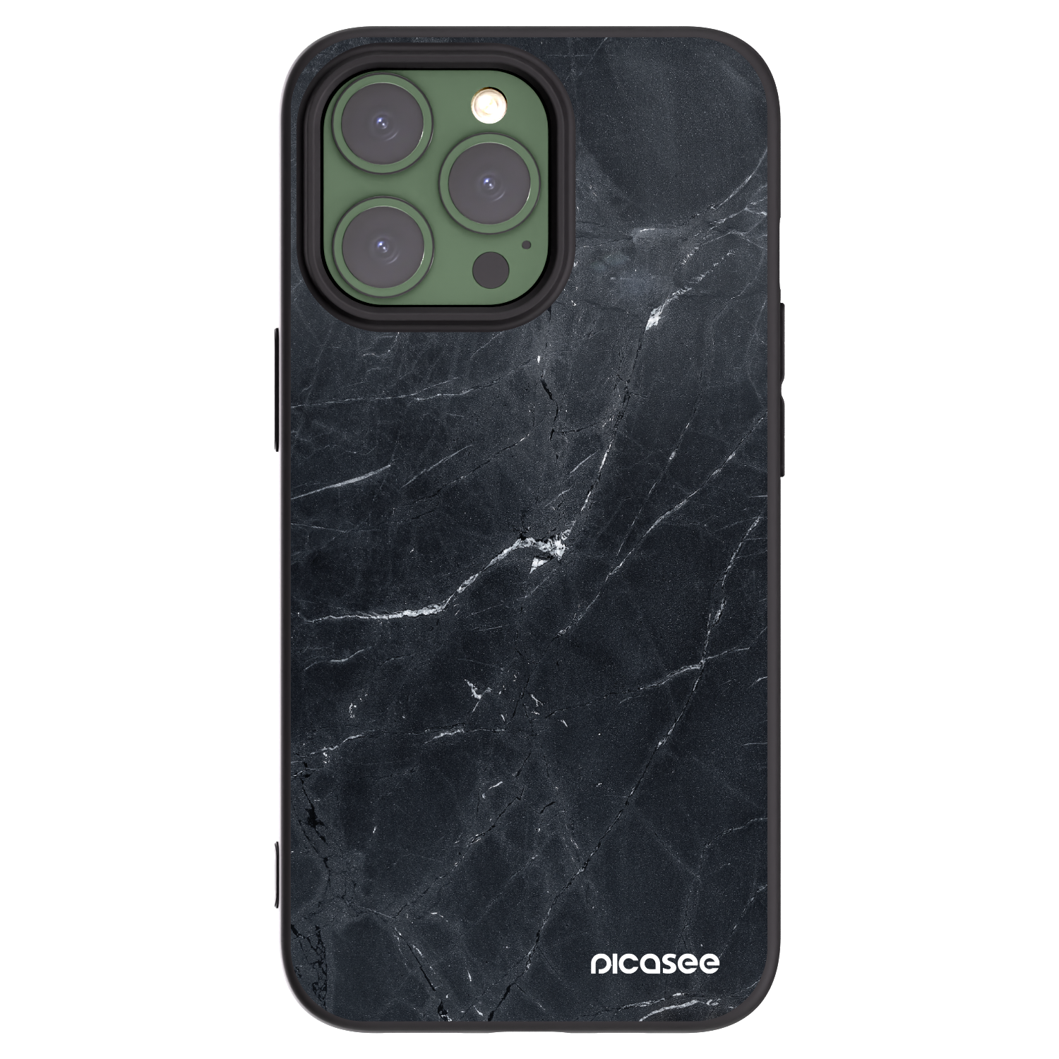Picasee silikonowe czarne etui na Apple iPhone 13 Pro - Black marble