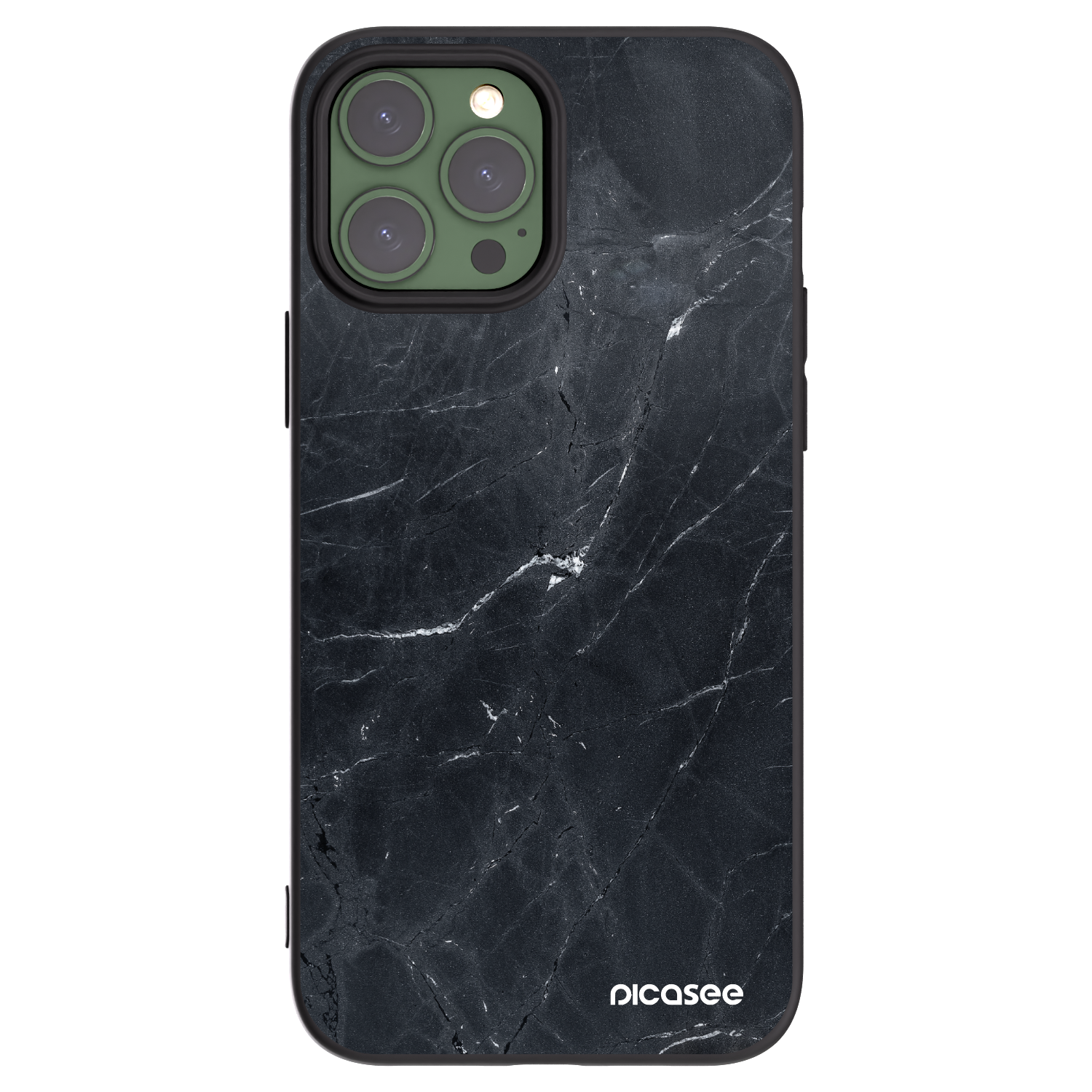 Picasee silikonowe czarne etui na Apple iPhone 13 Pro Max - Black marble