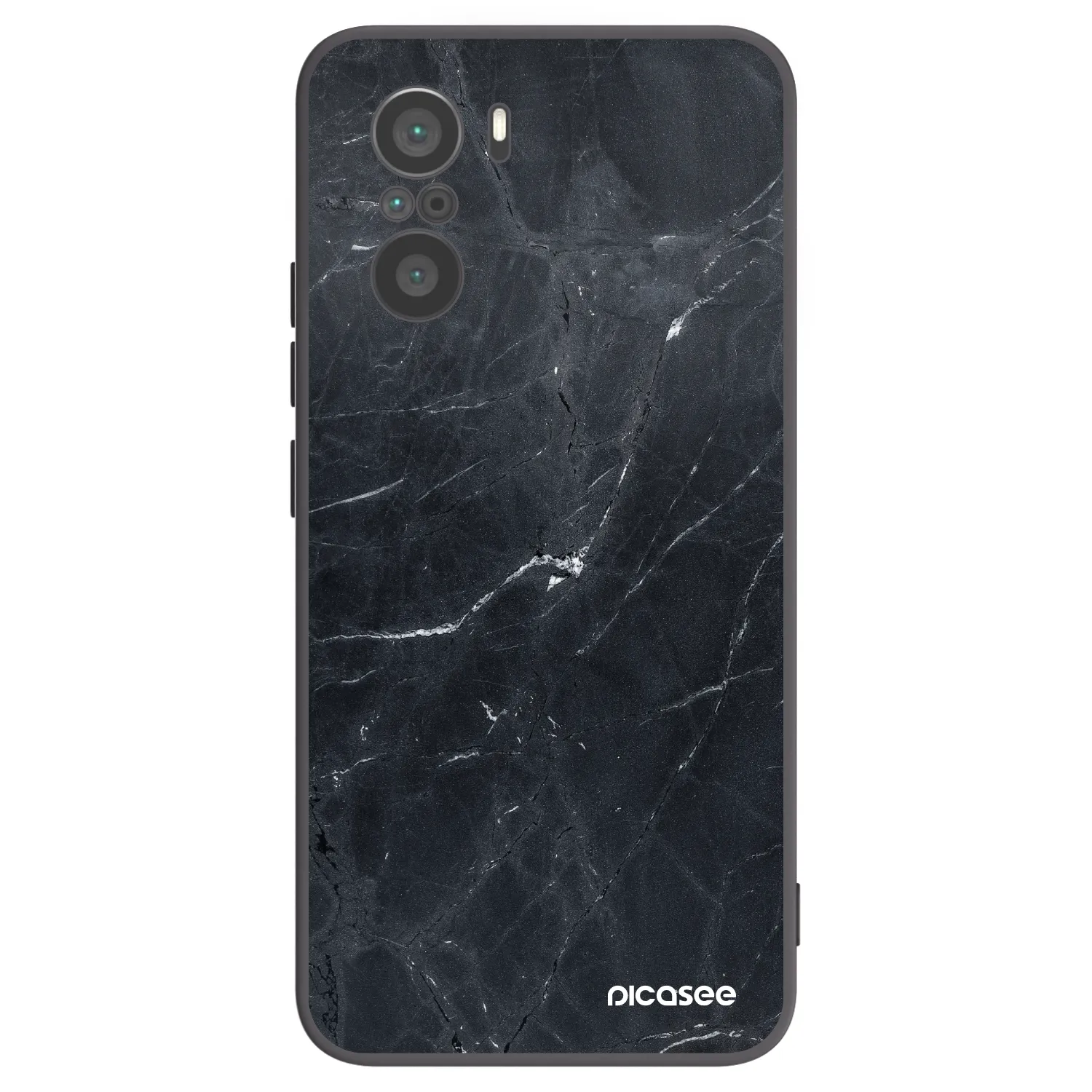 Picasee silikonowe czarne etui na Xiaomi Poco F3 - Black marble