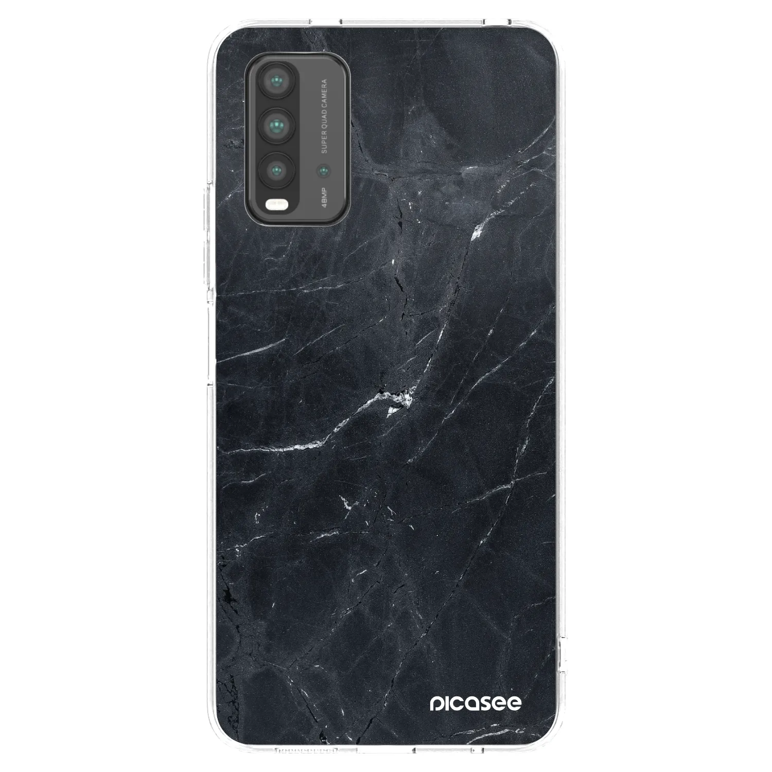 Picasee silikonowe czarne etui na Xiaomi Redmi 9T - Black marble