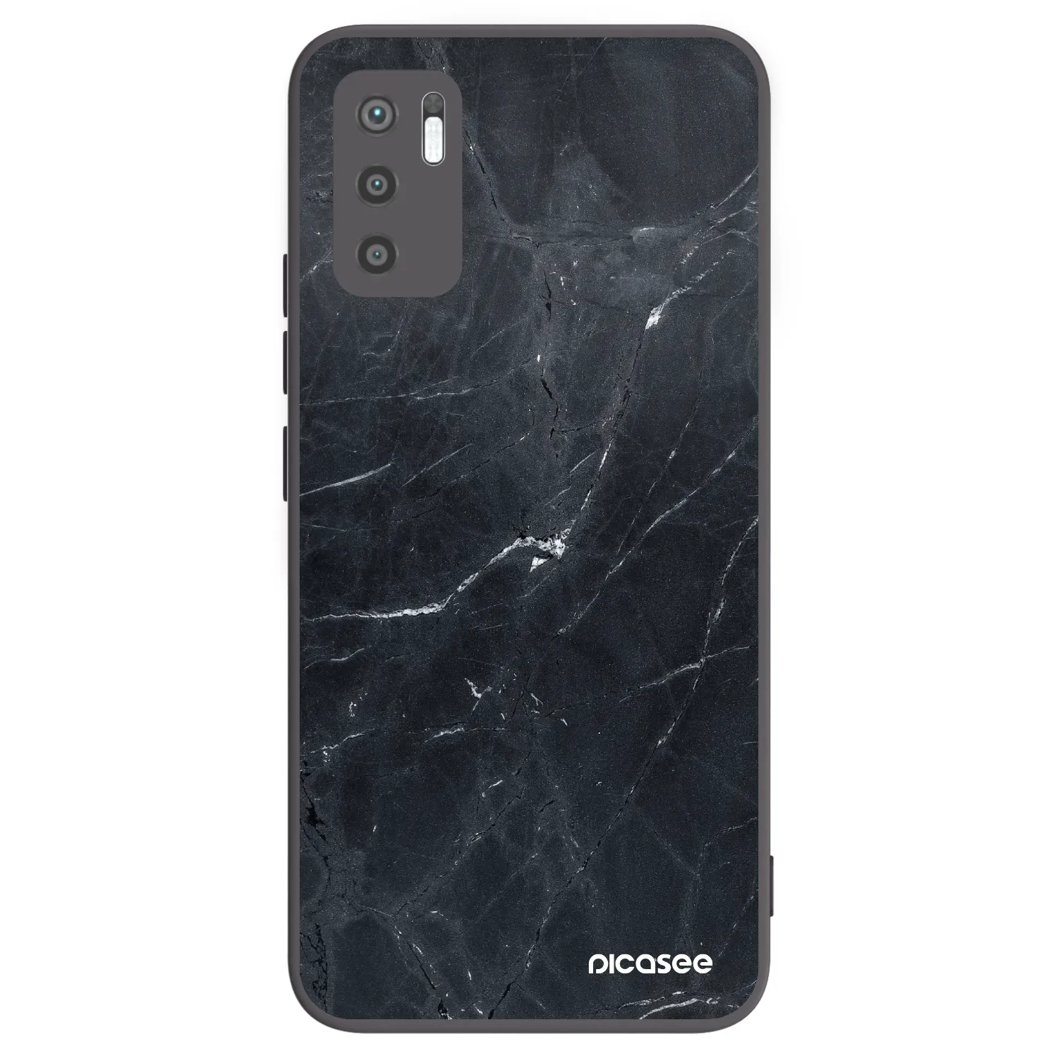 Picasee silikonowe czarne etui na Xiaomi Redmi Note 10 5G - Black marble