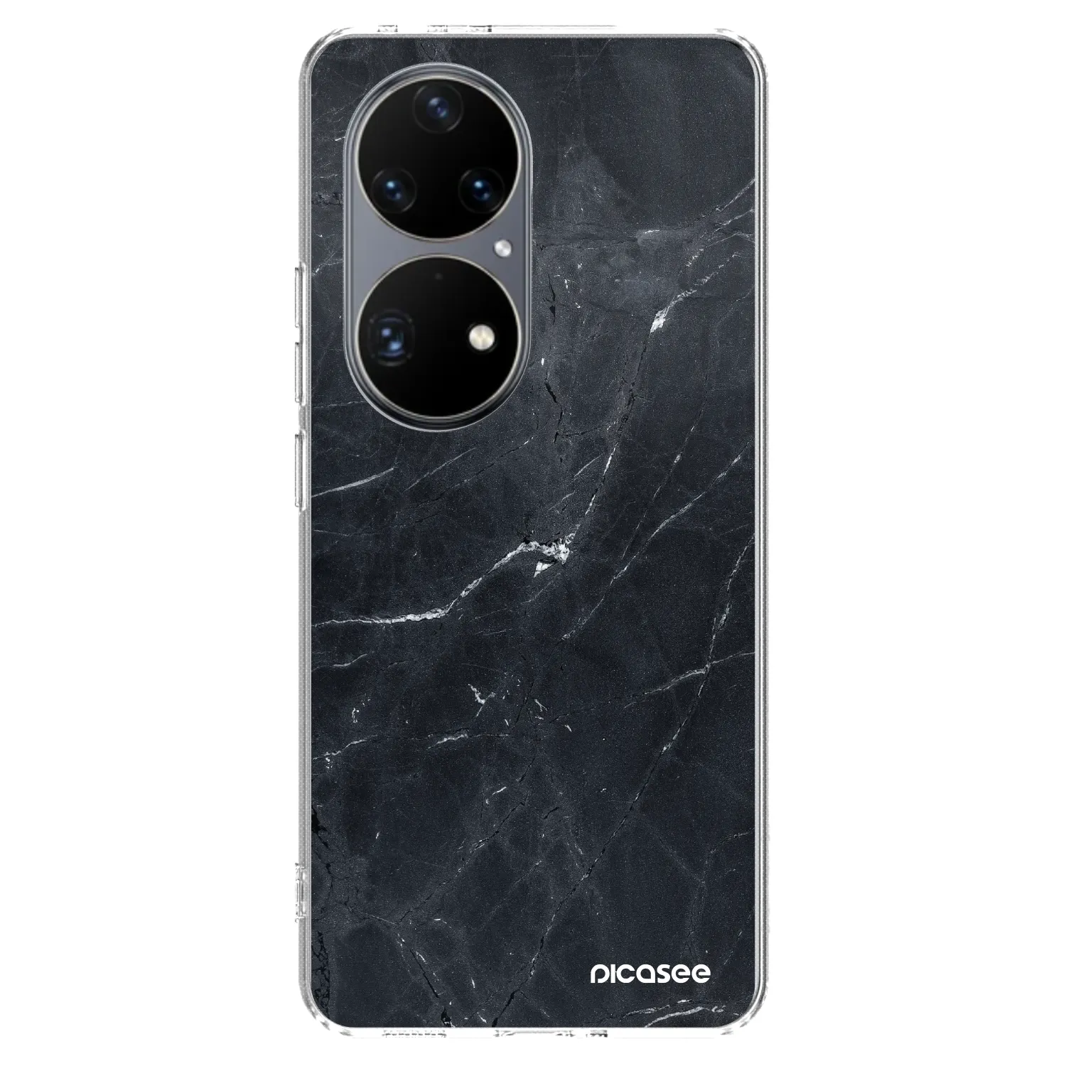 Picasee silikonowe przeźroczyste etui na Huawei P50 - Black marble