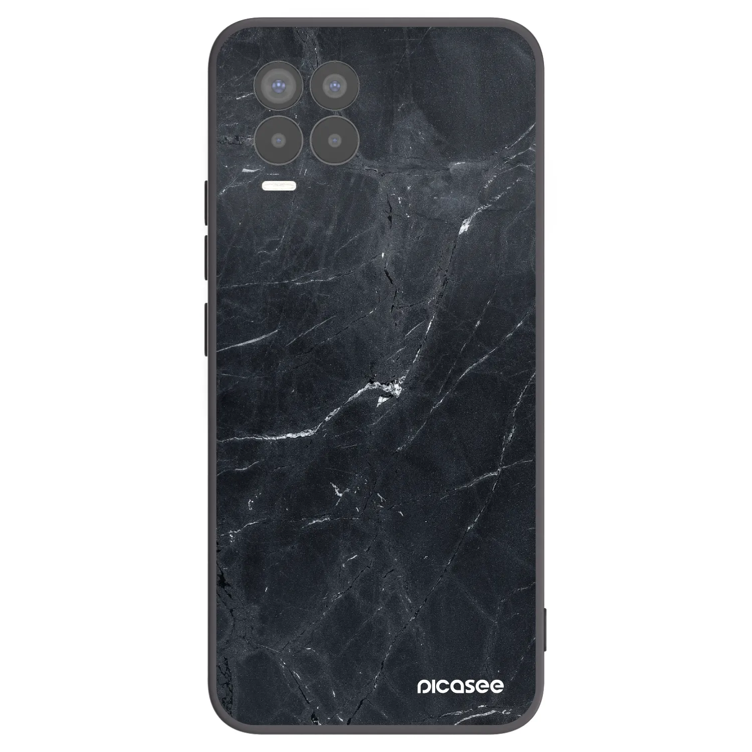Picasee silikonowe czarne etui na Realme 8 4G - Black marble