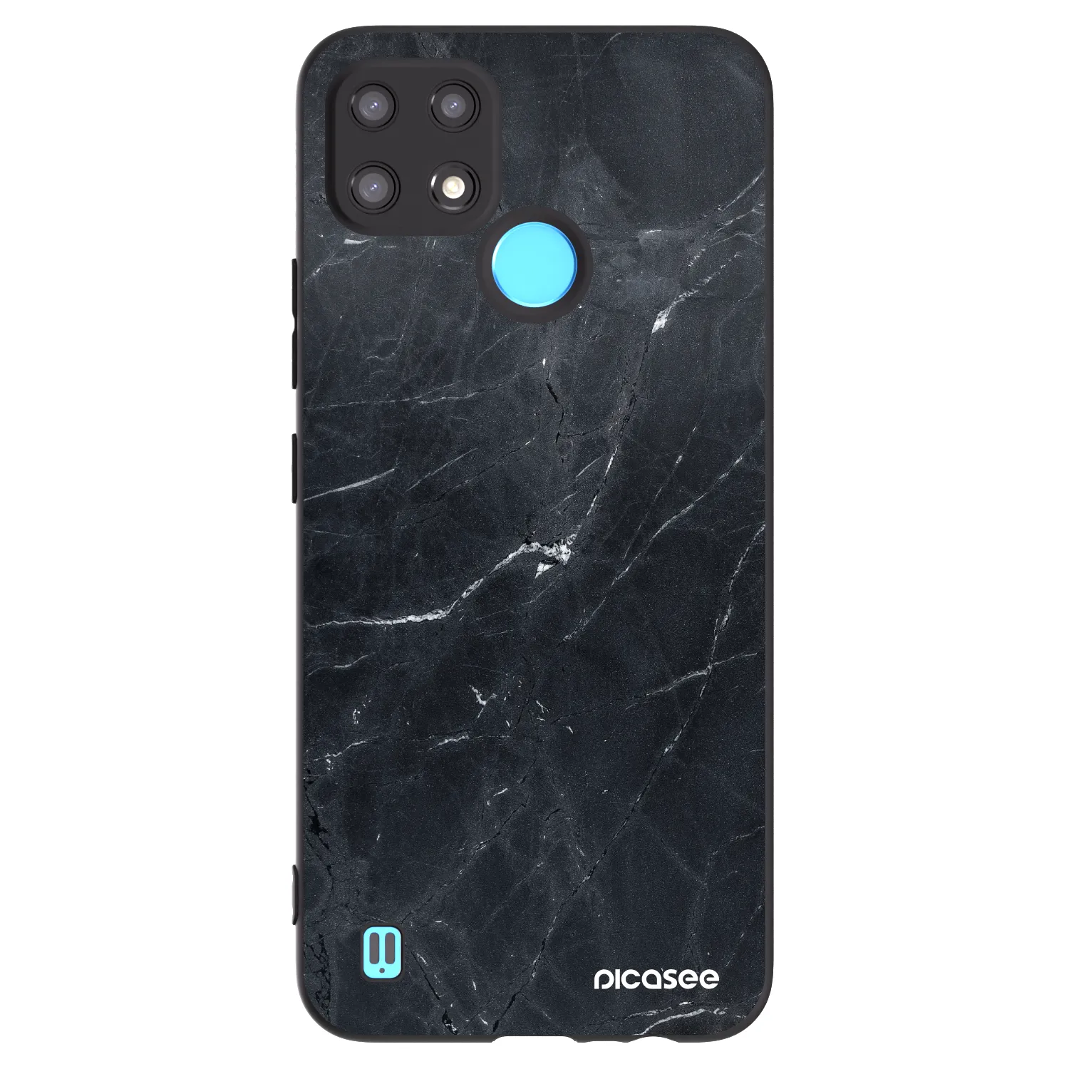 Picasee silikonowe czarne etui na Realme C21 - Black marble