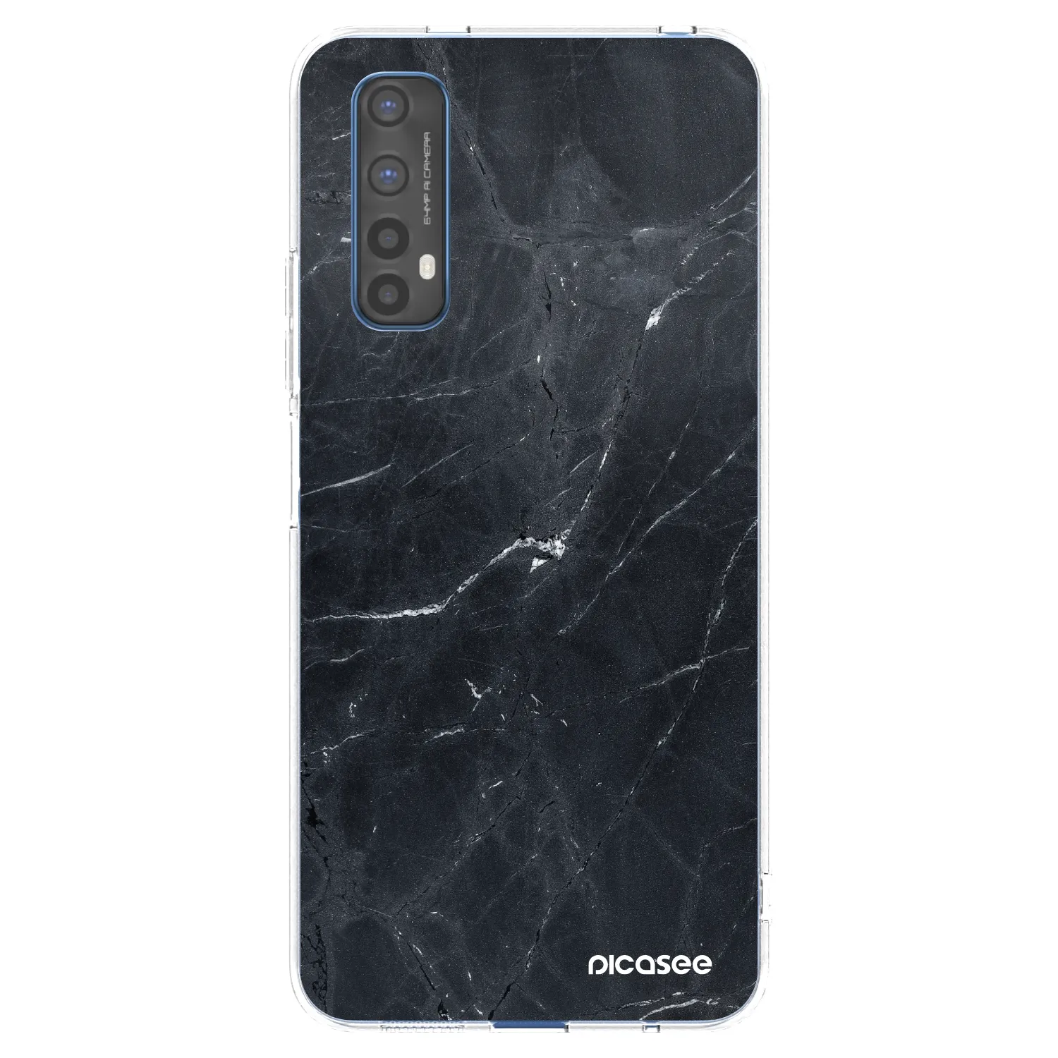 Picasee silikonowe przeźroczyste etui na Realme 7 - Black marble