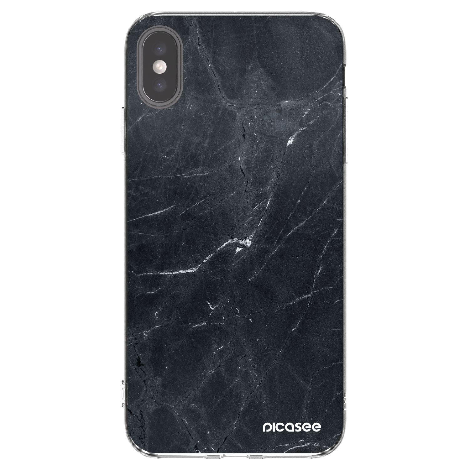 Picasee silikonowe przeźroczyste etui na Apple iPhone XS Max - Black marble