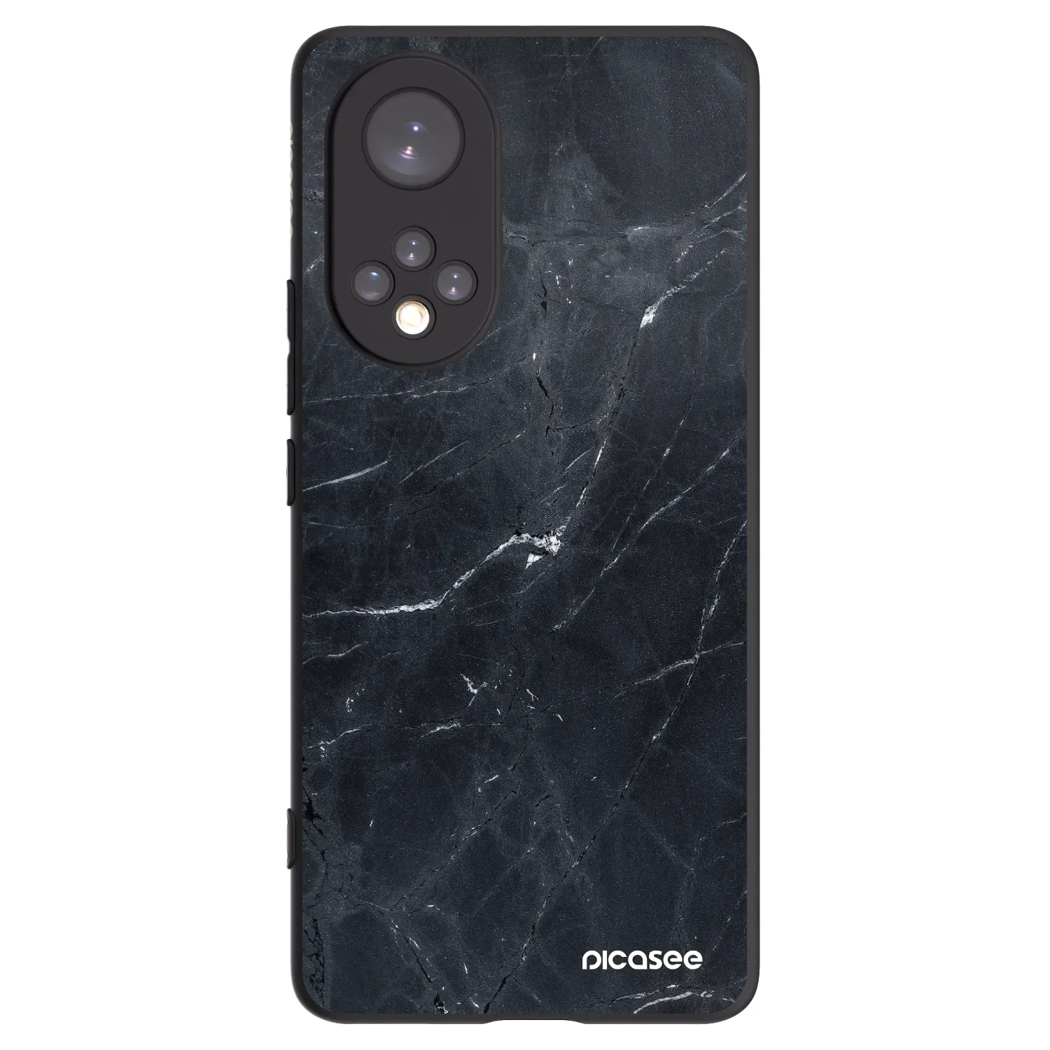 Picasee silikonowe czarne etui na Honor 50 5G - Black marble