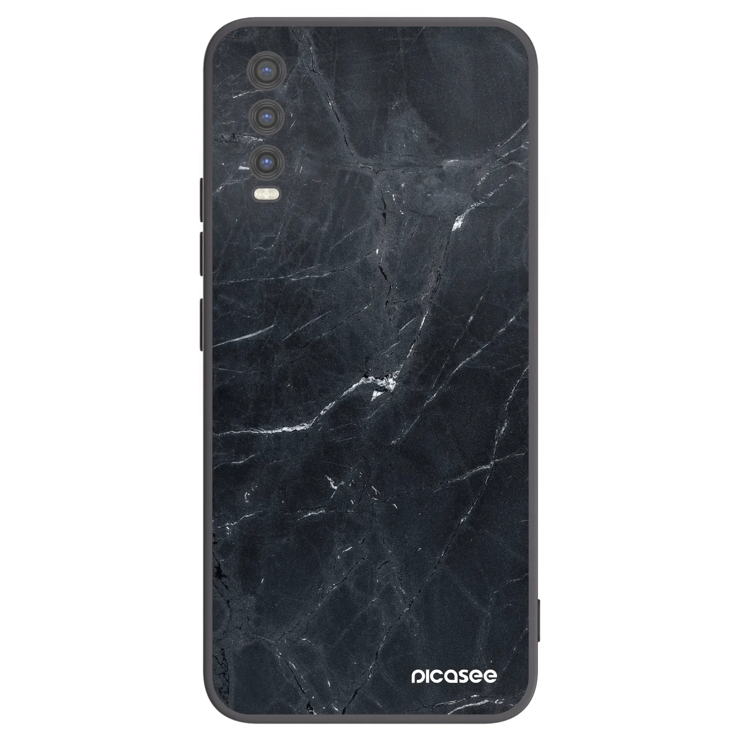 Picasee silikonowe czarne etui na Vivo Y20s - Black marble