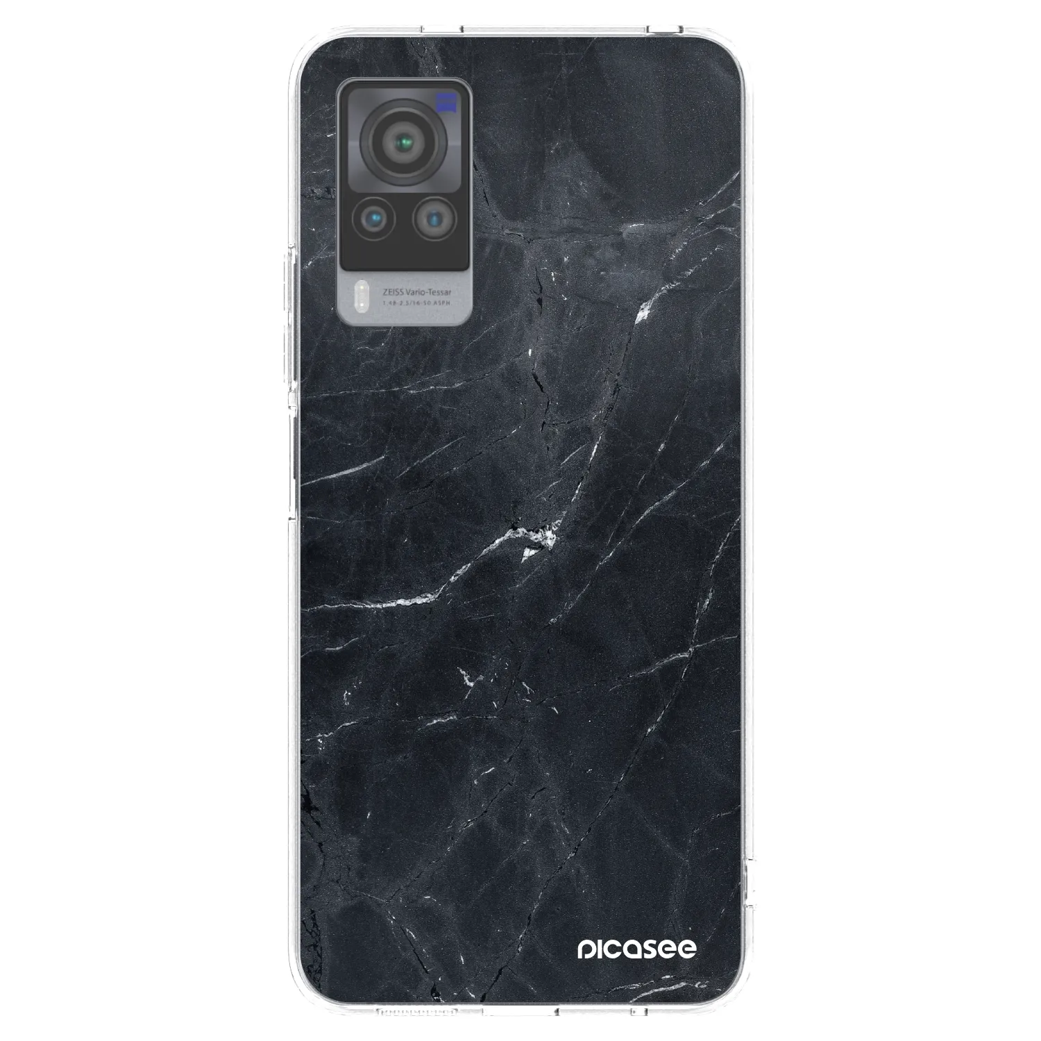 Picasee silikonowe przeźroczyste etui na Vivo X60 Pro 5G - Black marble