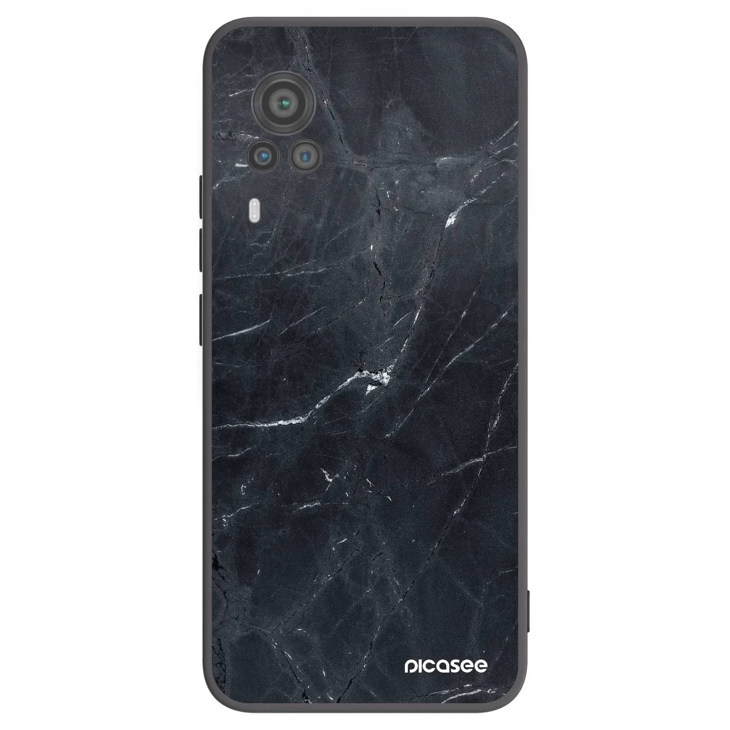 Picasee silikonowe czarne etui na Vivo X60 Pro 5G - Black marble
