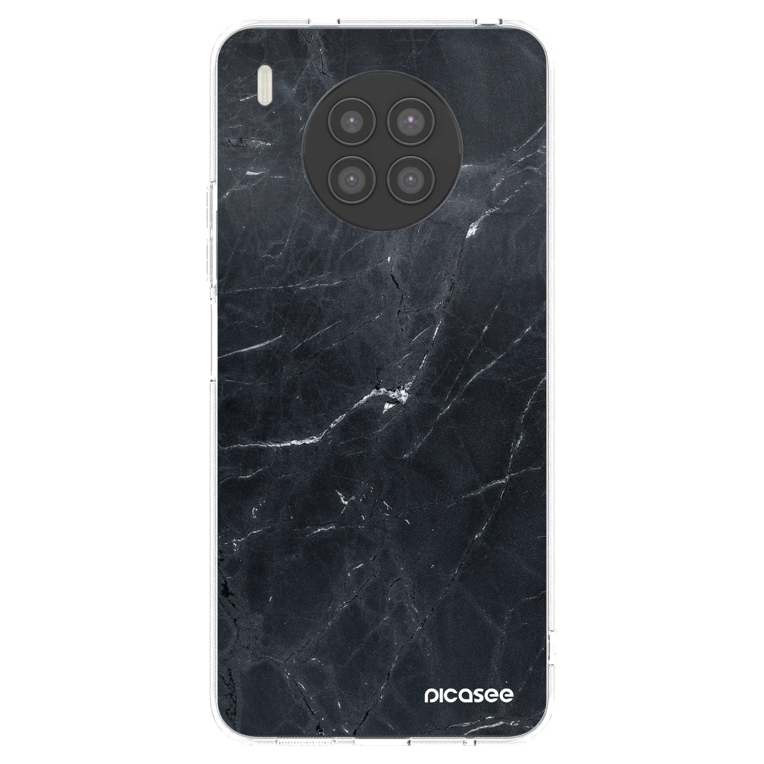 Picasee silikonowe przeźroczyste etui na Huawei Nova 8i - Black marble