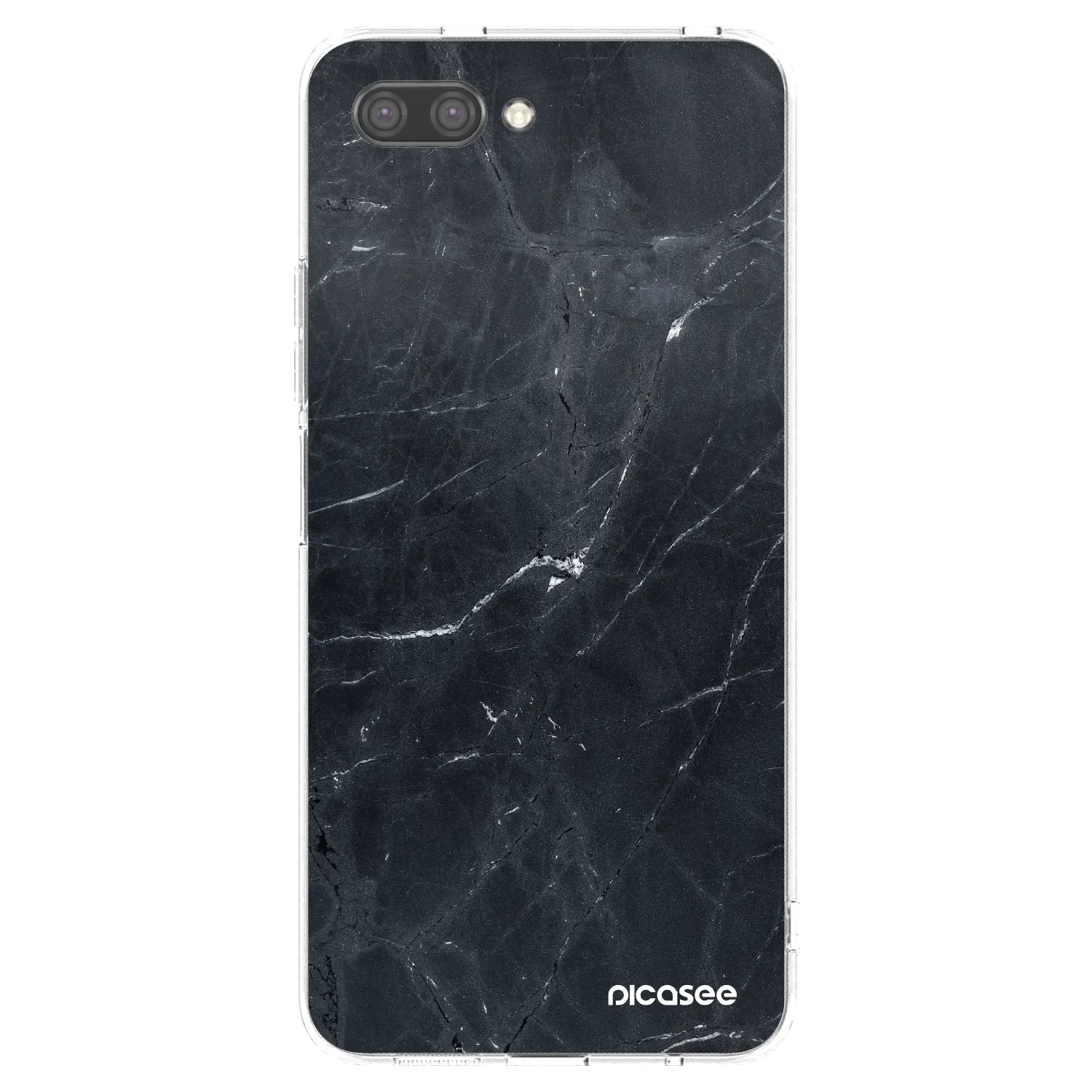 Picasee silikonowe przeźroczyste etui na Honor 10 - Black marble