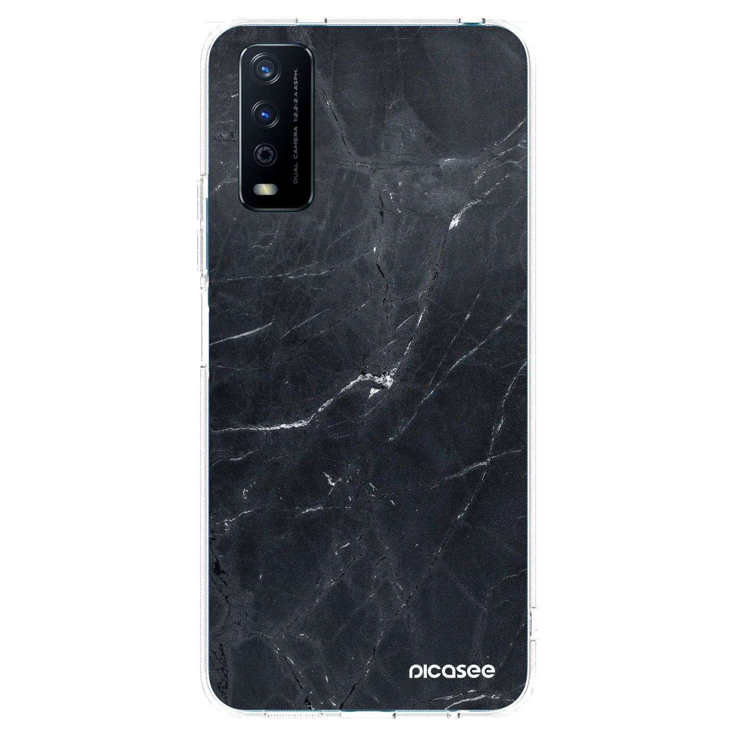Picasee silikonowe przeźroczyste etui na Vivo Y11s - Black marble