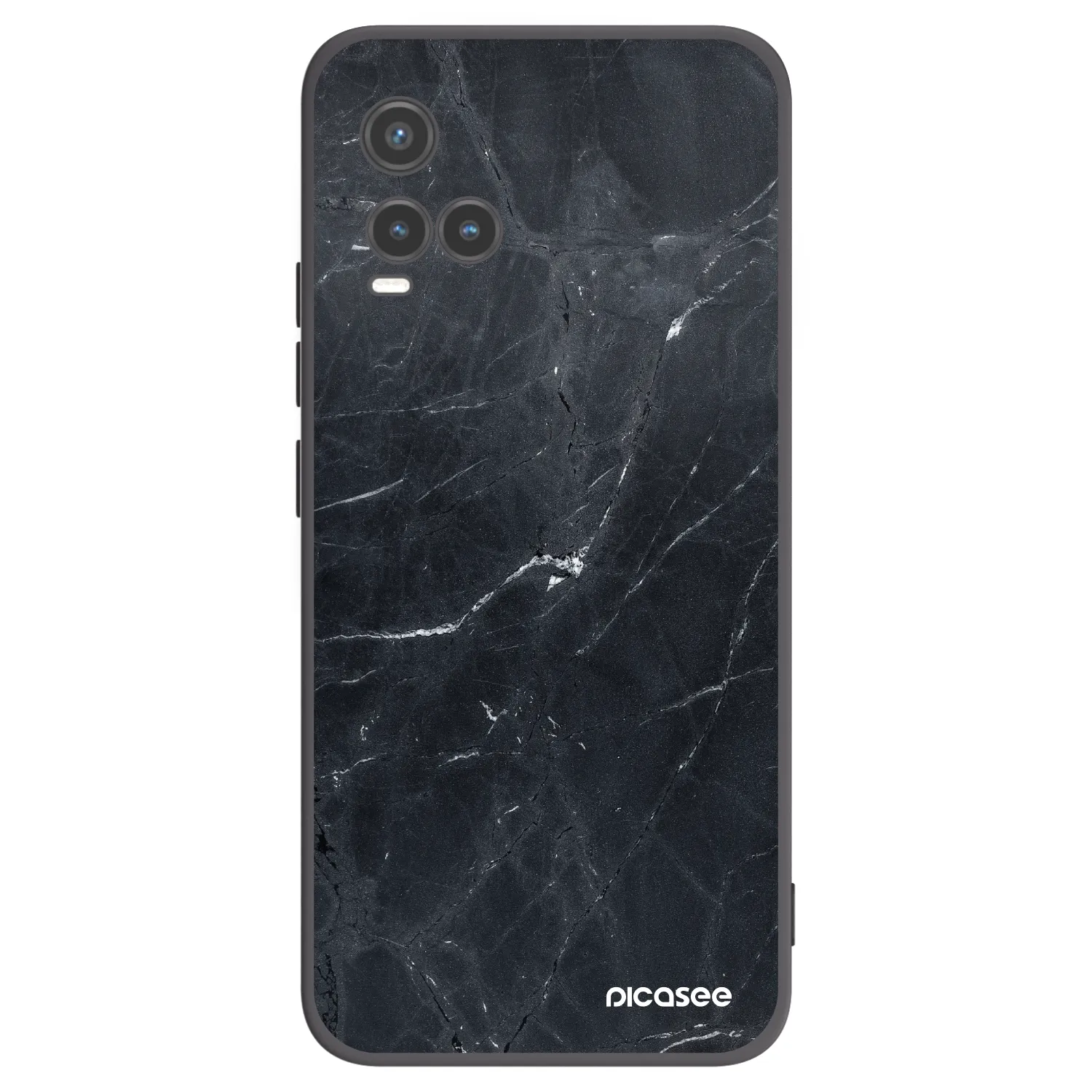 Picasee silikonowe czarne etui na Vivo Y33s - Black marble