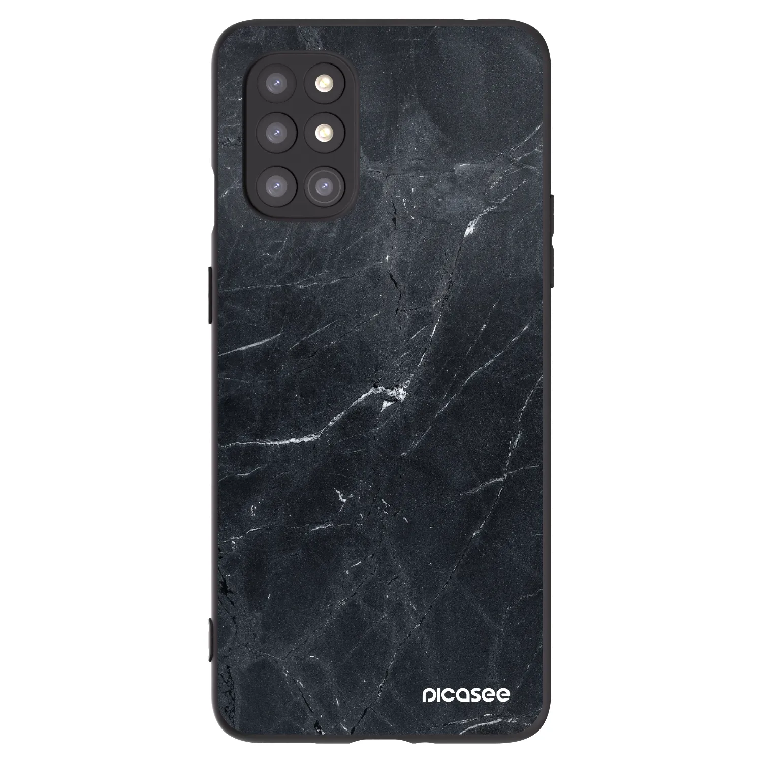 Picasee silikonowe czarne etui na OnePlus 8T - Black marble