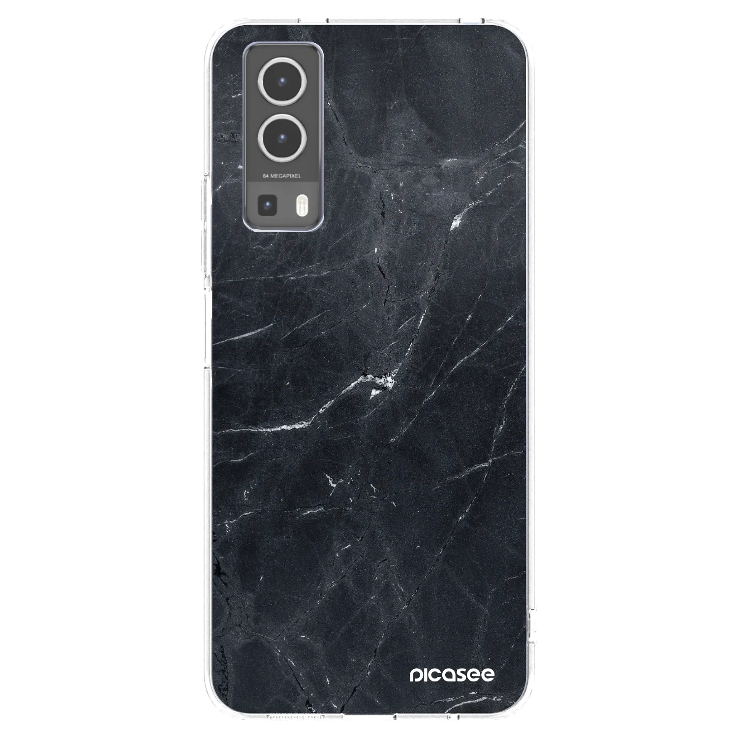 Picasee silikonowe przeźroczyste etui na Vivo Y72 5G - Black marble