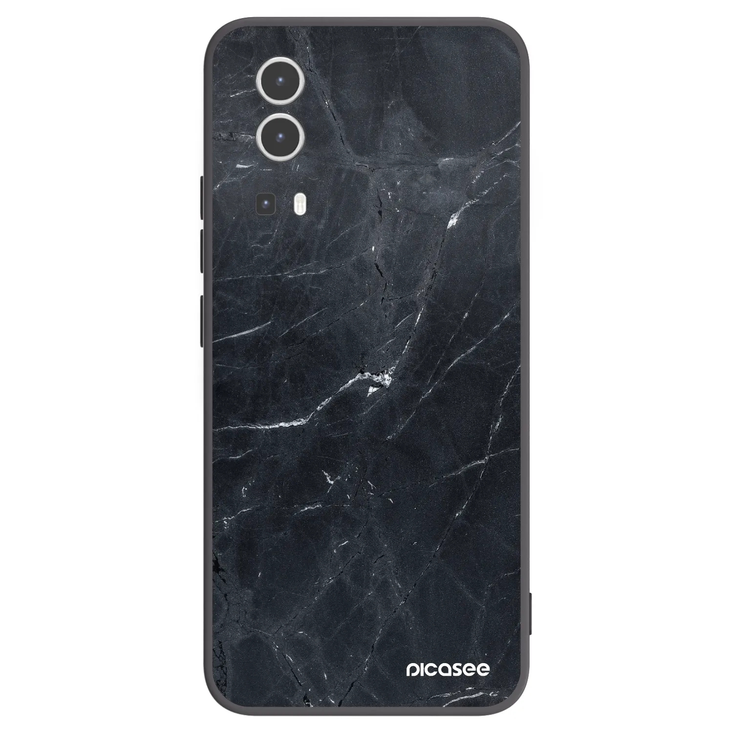 Picasee silikonowe czarne etui na Vivo Y72 5G - Black marble