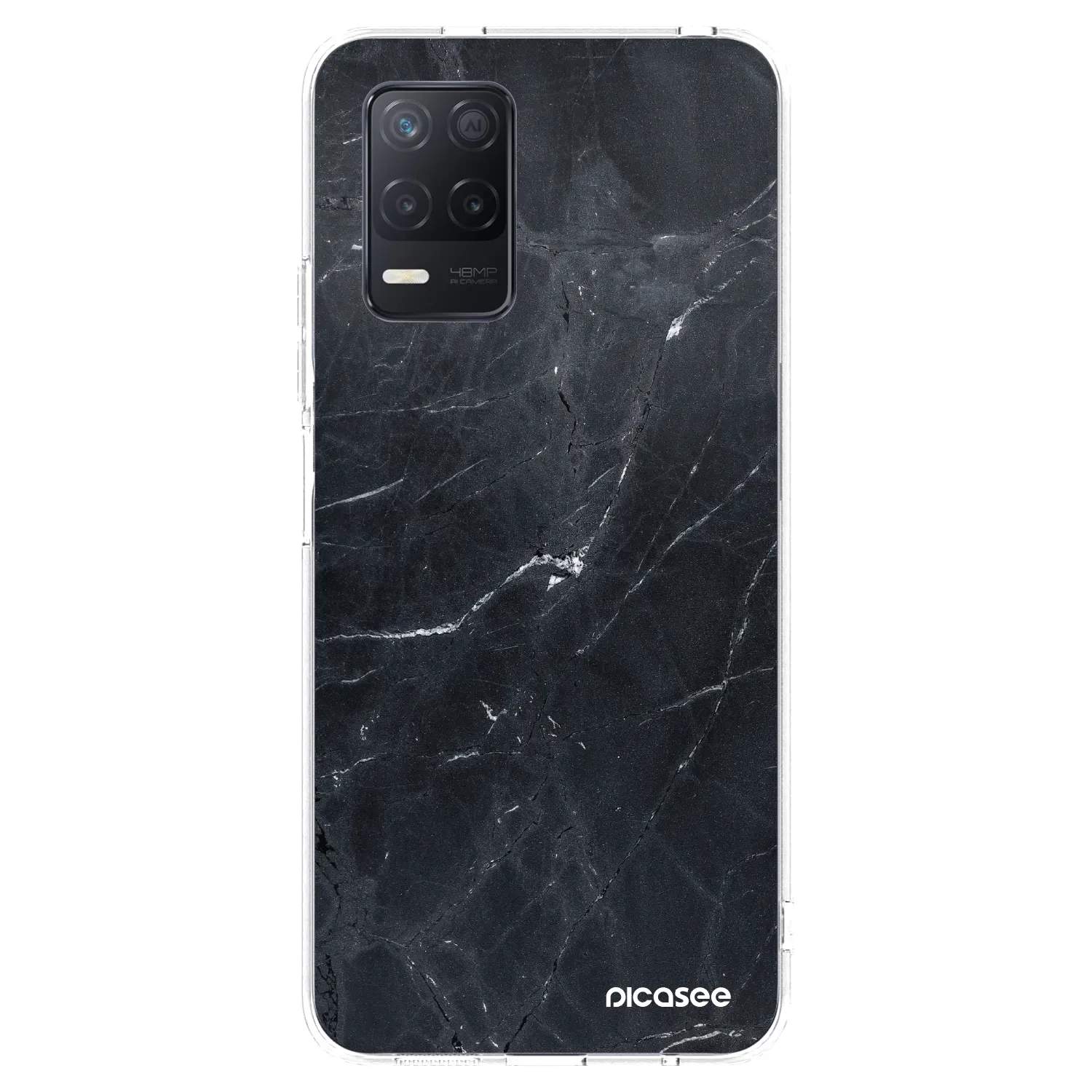 Picasee silikonowe przeźroczyste etui na Realme 8 5G - Black marble