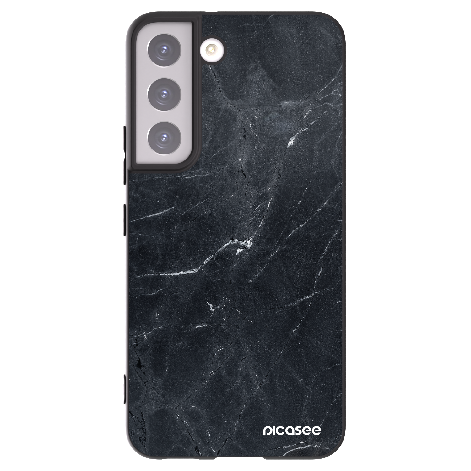 Picasee silikonowe czarne etui na Samsung Galaxy S22 5G - Black marble