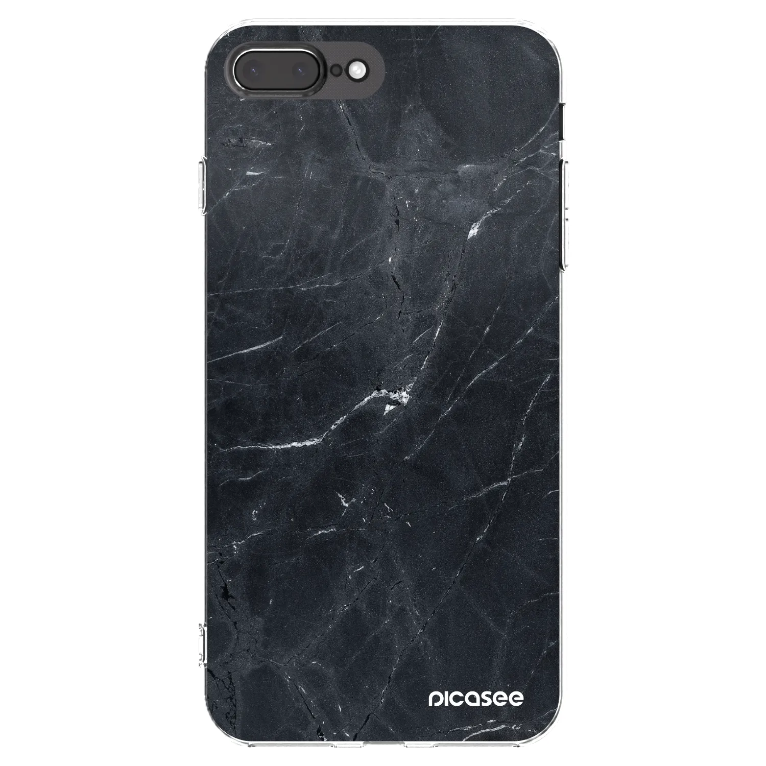 Picasee silikonowe przeźroczyste etui na Apple iPhone 7 Plus - Black marble