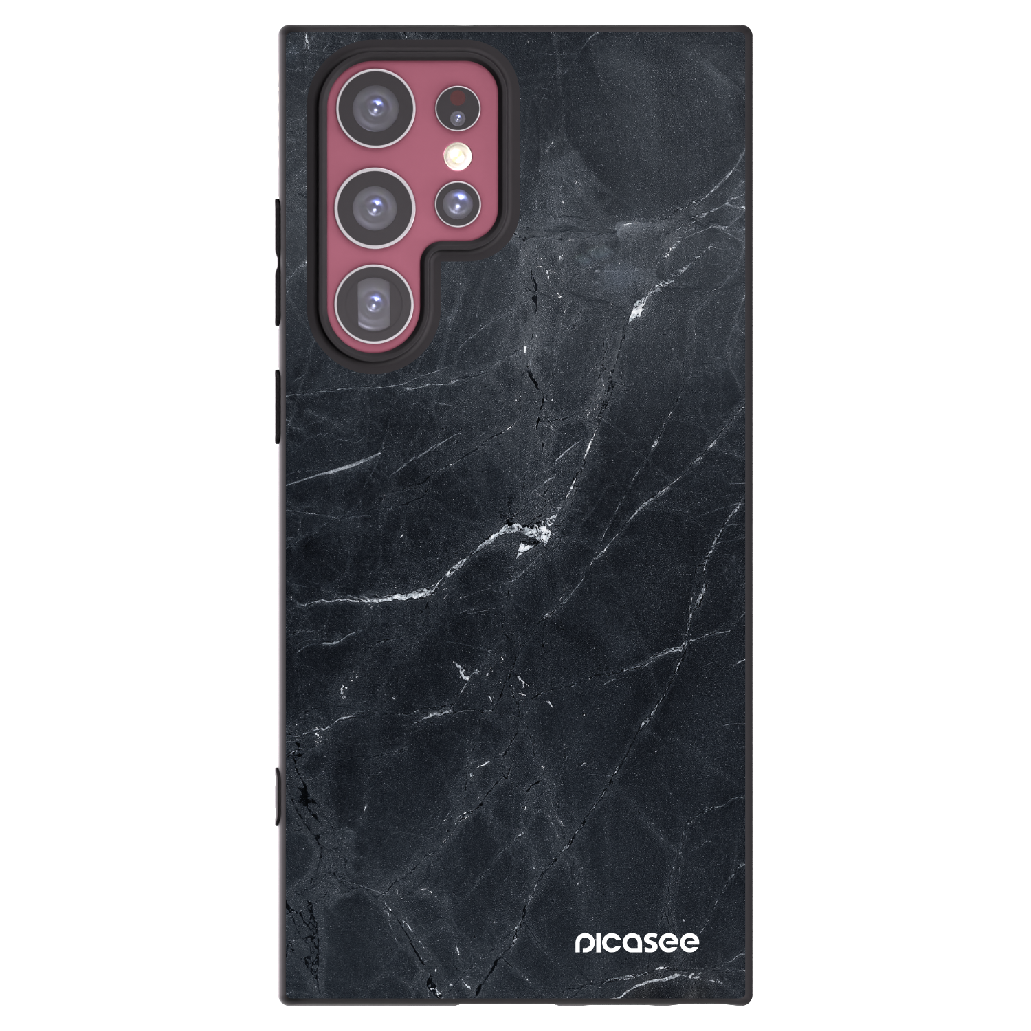 Picasee silikonowe czarne etui na Samsung Galaxy S22 Ultra 5G - Black marble