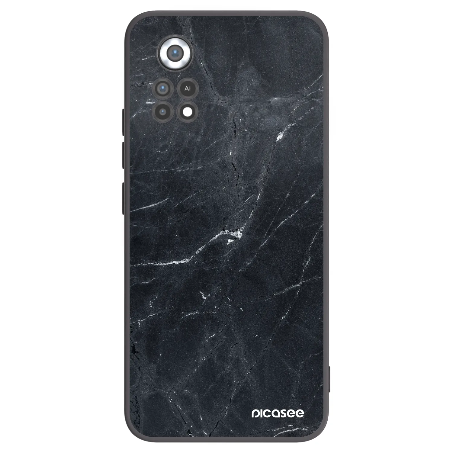 Picasee silikonowe czarne etui na Xiaomi Poco X4 Pro 5G - Black marble