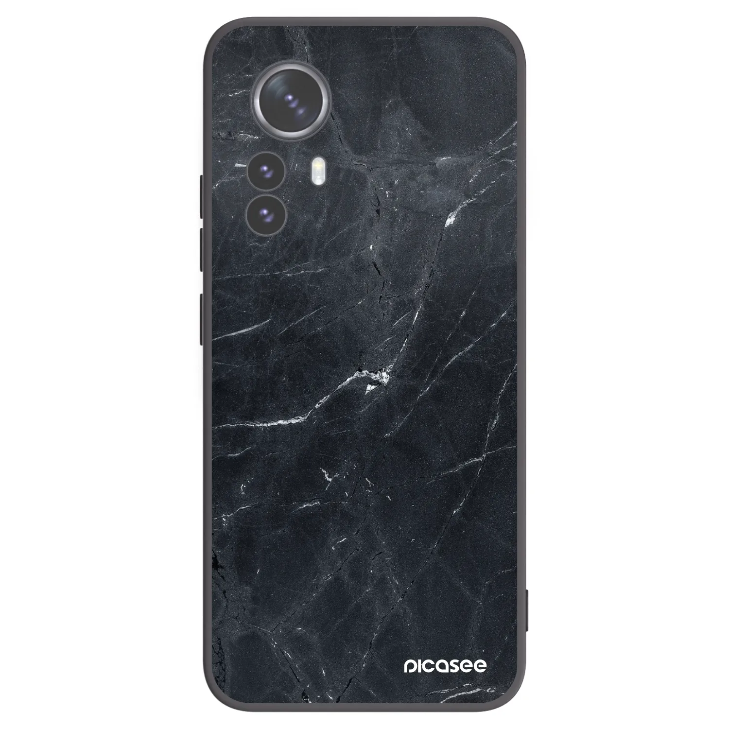 Picasee silikonowe czarne etui na Xiaomi 12 Pro - Black marble