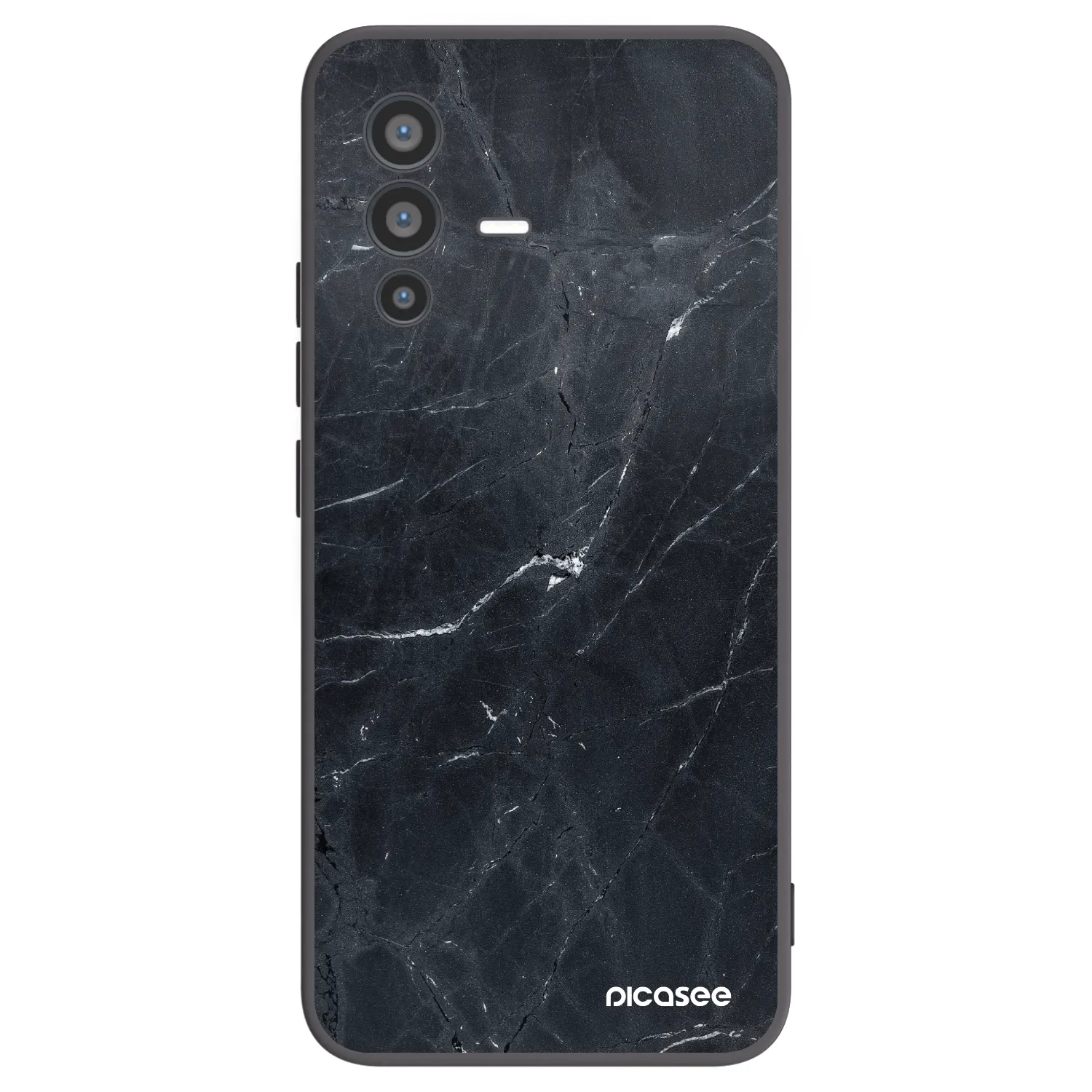 Picasee silikonowe czarne etui na Vivo V23 5G - Black marble