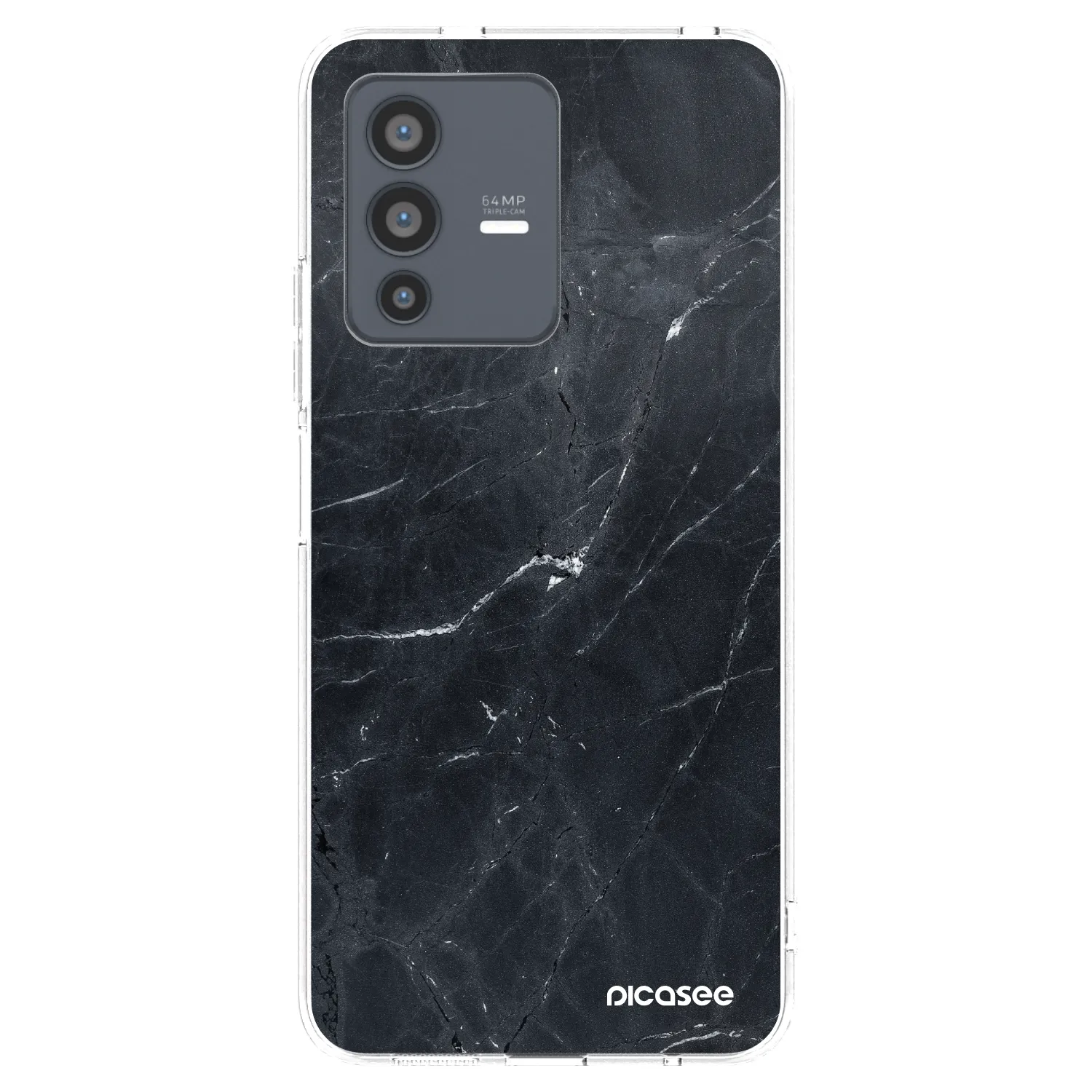 Picasee silikonowe przeźroczyste etui na Vivo V23 5G - Black marble