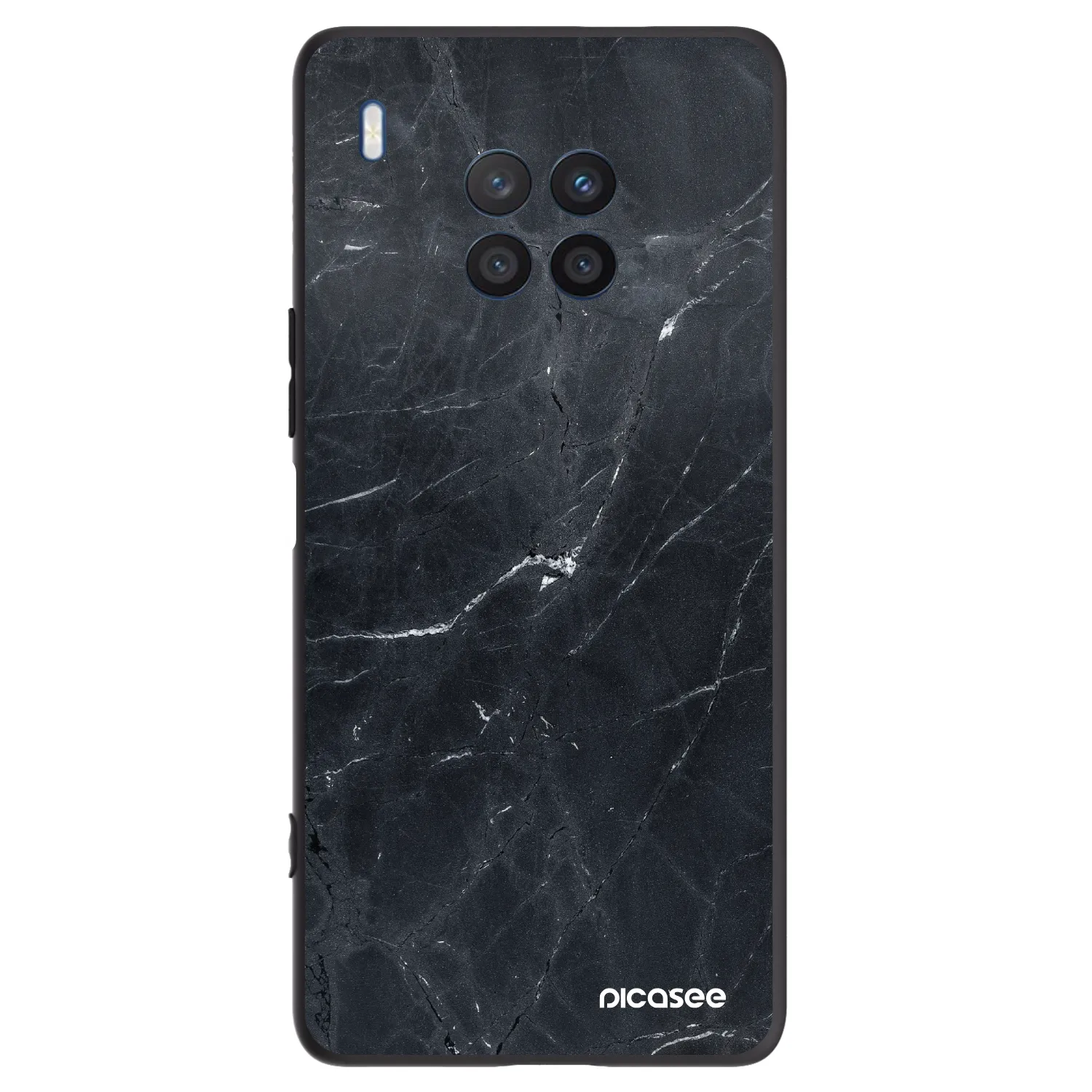 Picasee silikonowe czarne etui na Honor 50 Lite - Black marble