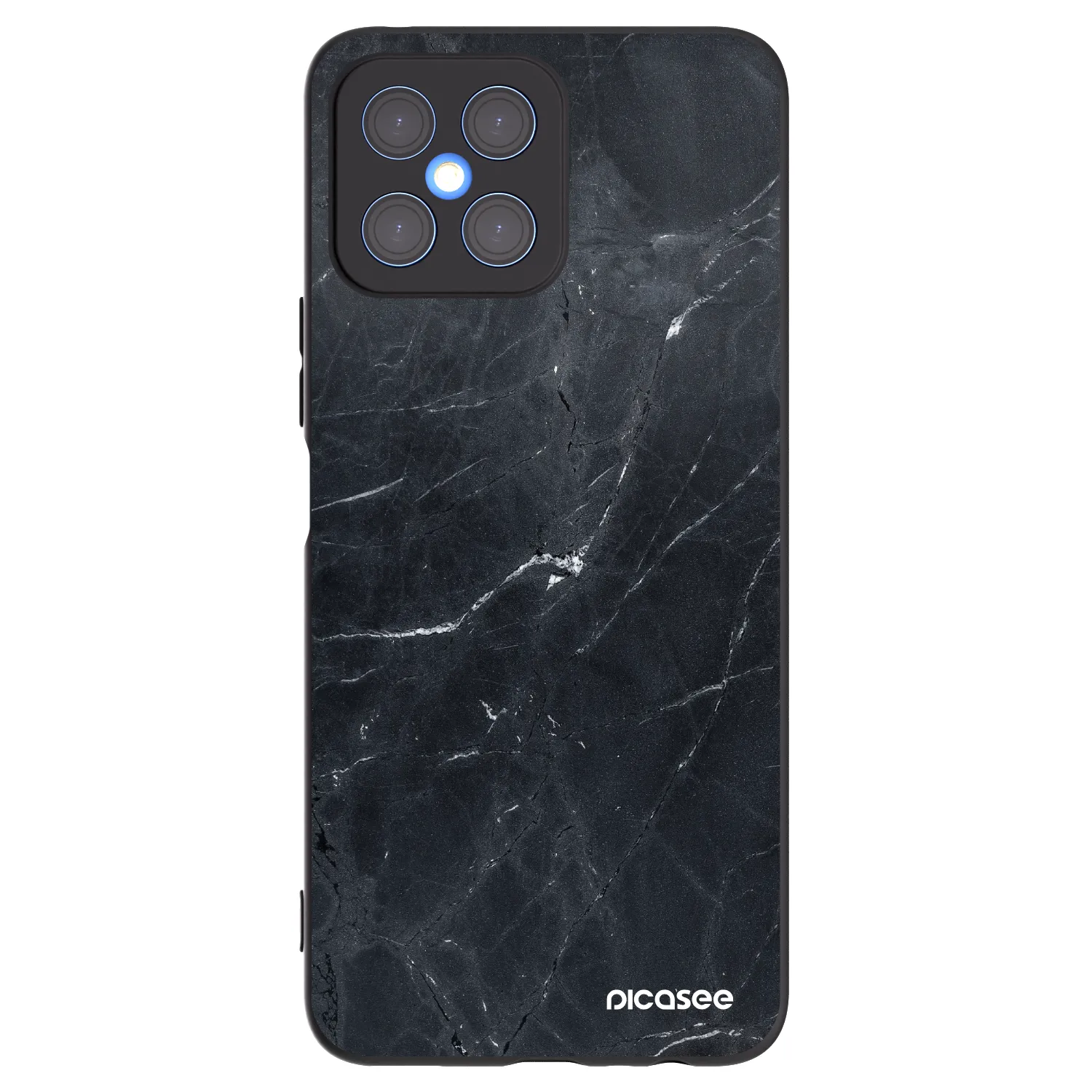 Picasee silikonowe czarne etui na Honor X8 4G - Black marble