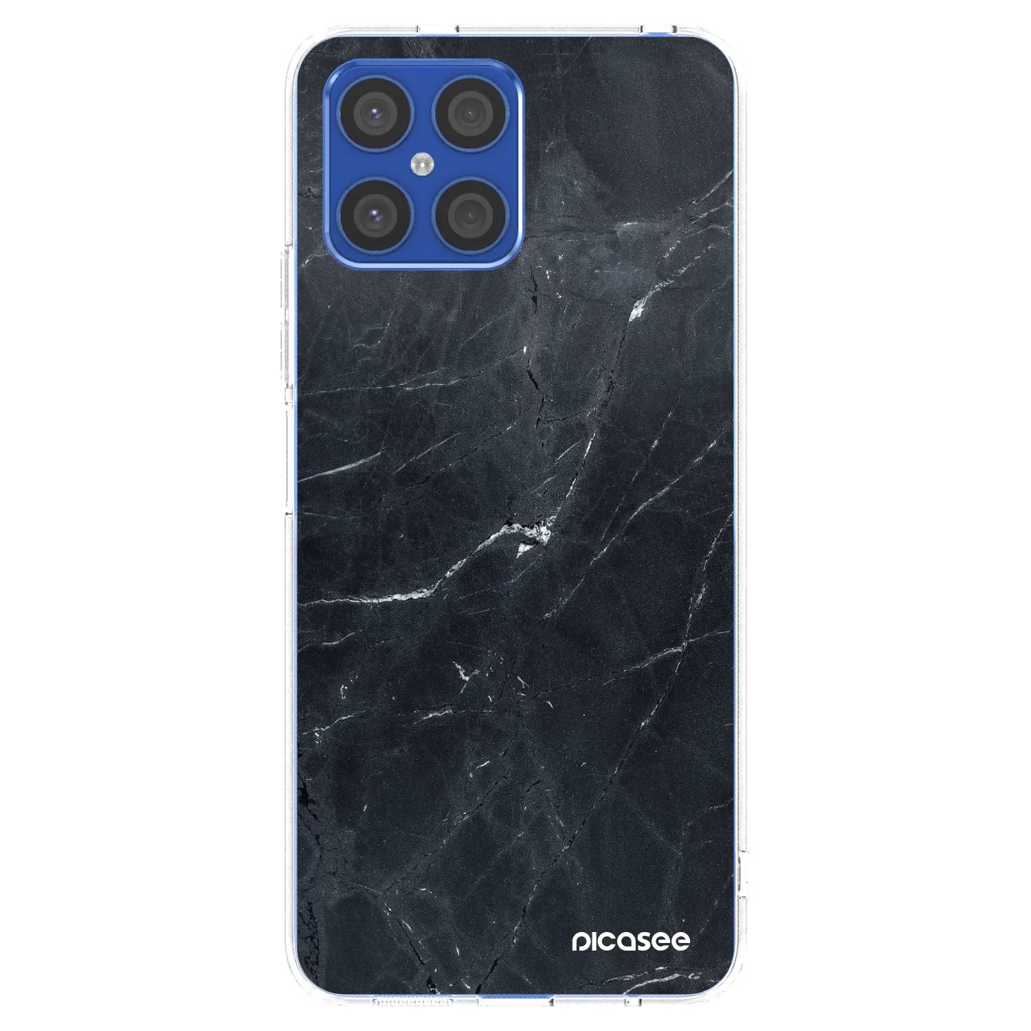 Picasee silikonowe przeźroczyste etui na Honor X8 4G - Black marble