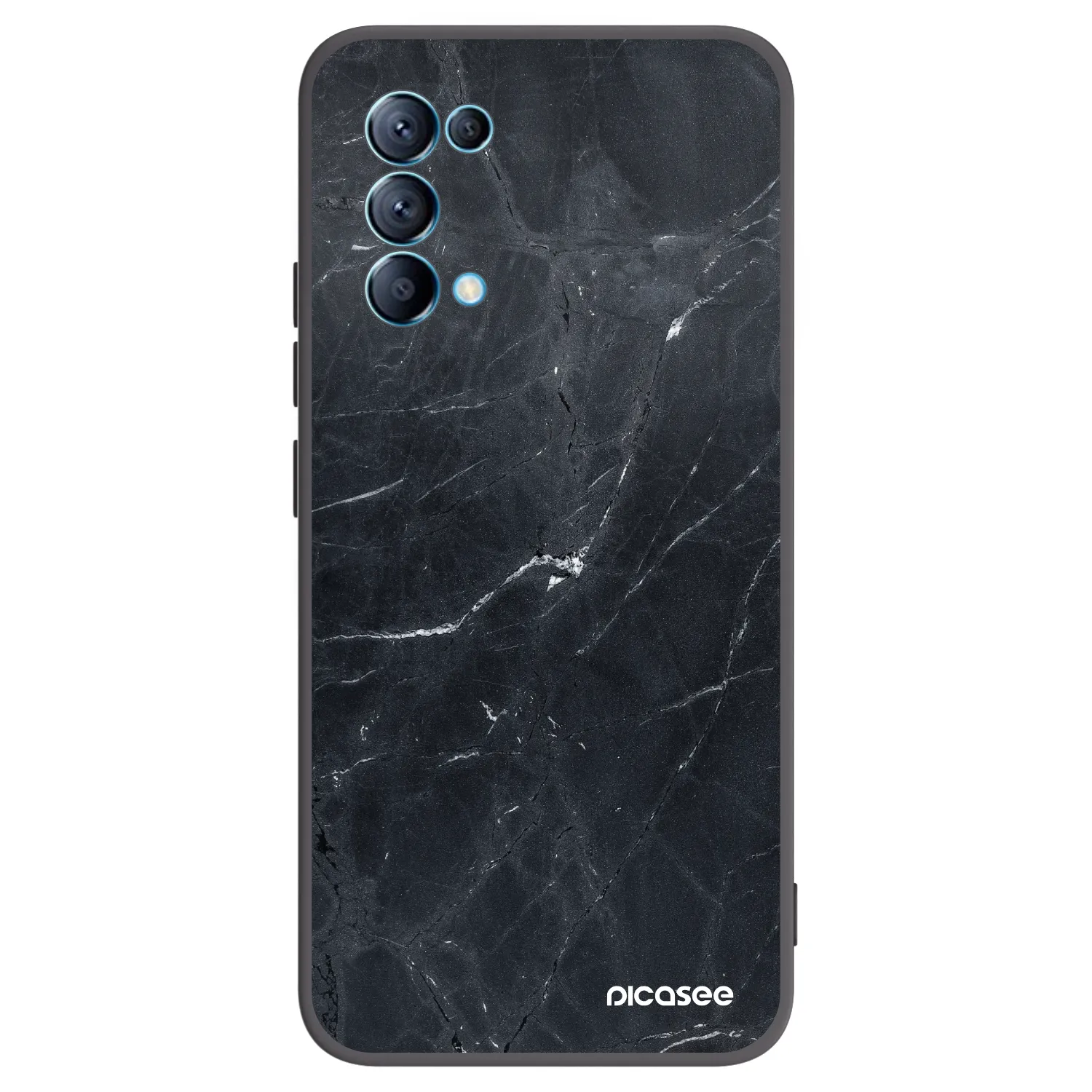 Picasee silikonowe czarne etui na OPPO Reno 5 5G - Black marble