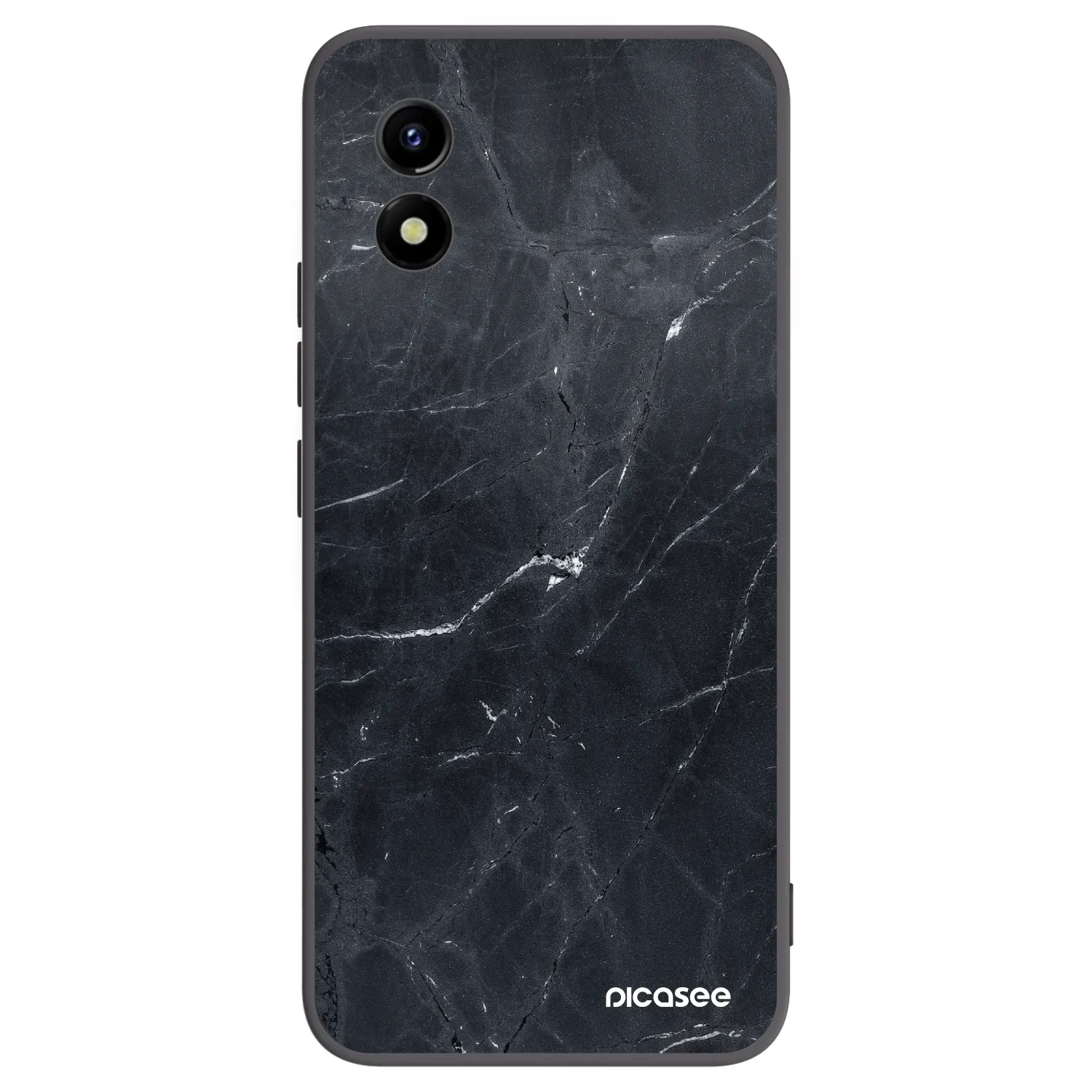 Picasee silikonowe czarne etui na Vivo Y01 - Black marble
