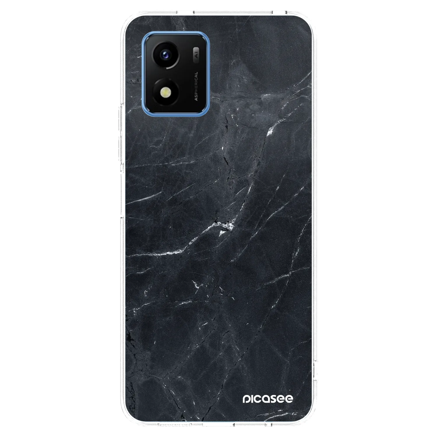 Picasee silikonowe przeźroczyste etui na Vivo Y01 - Black marble