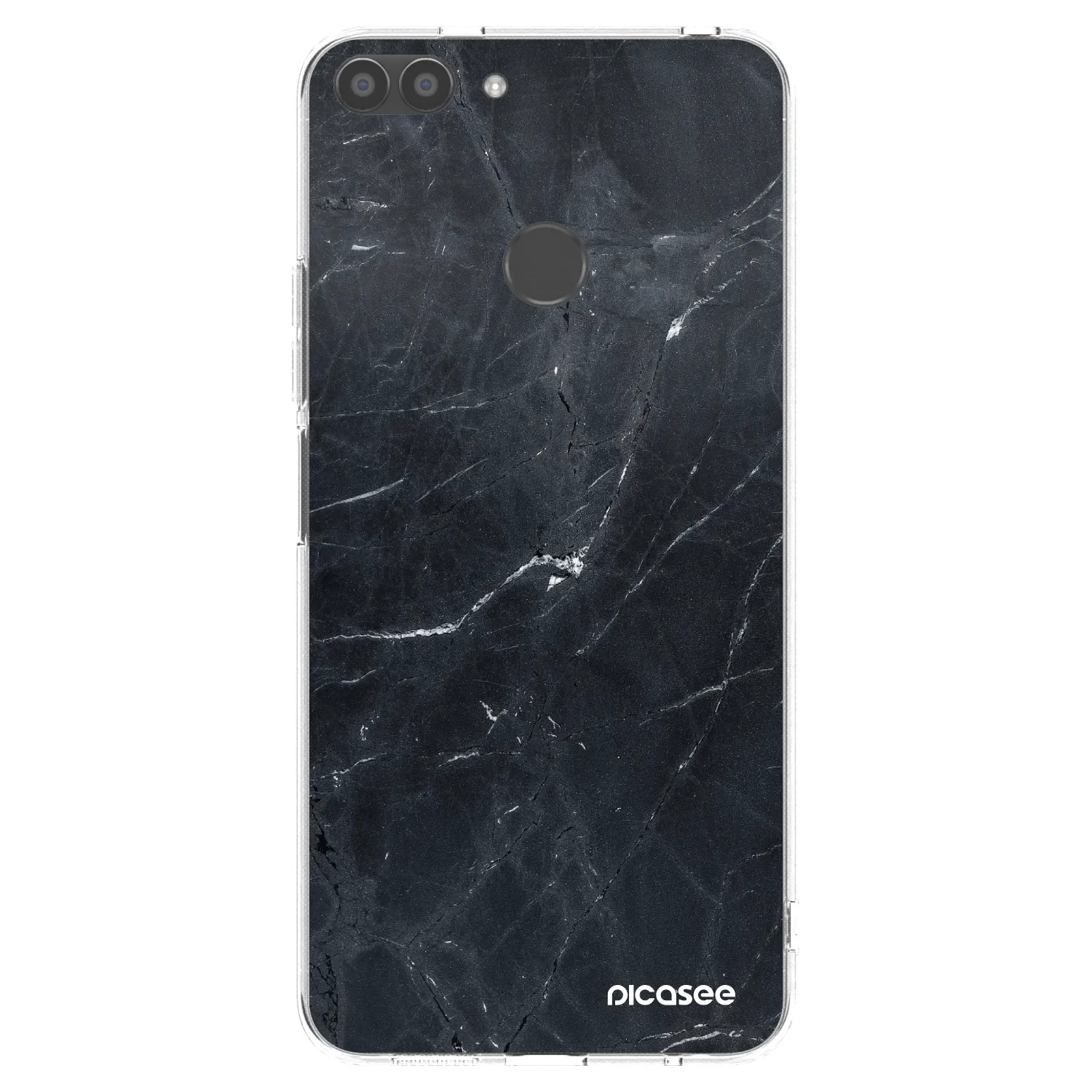 Picasee silikonowe przeźroczyste etui na Huawei P Smart - Black marble
