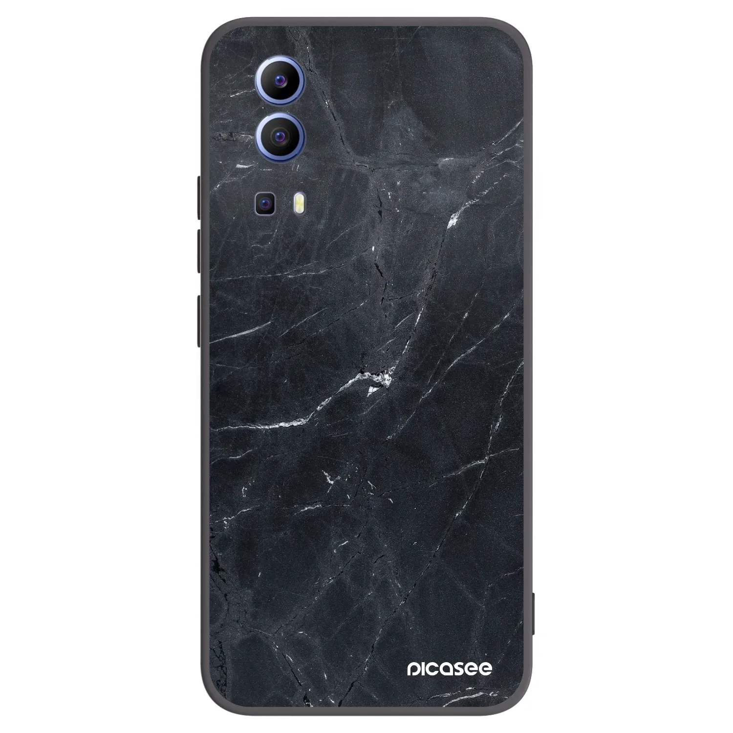 Picasee silikonowe czarne etui na Vivo Y52 5G - Black marble