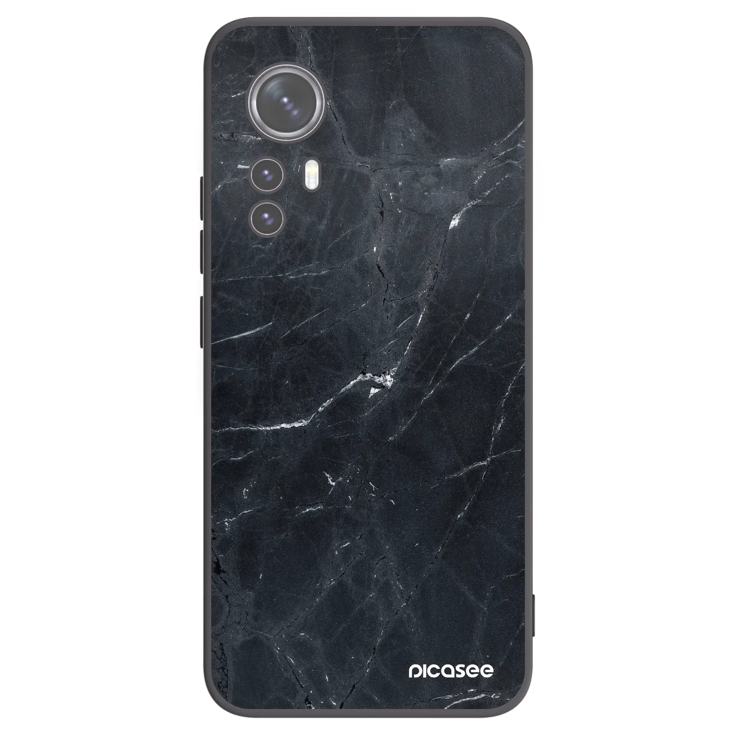 Picasee silikonowe czarne etui na Xiaomi 12X - Black marble