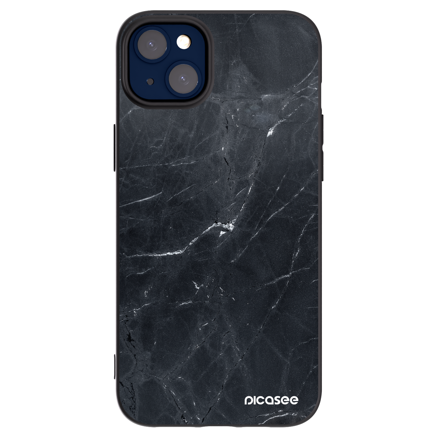 Picasee silikonowe czarne etui na Apple iPhone 14 Plus - Black marble